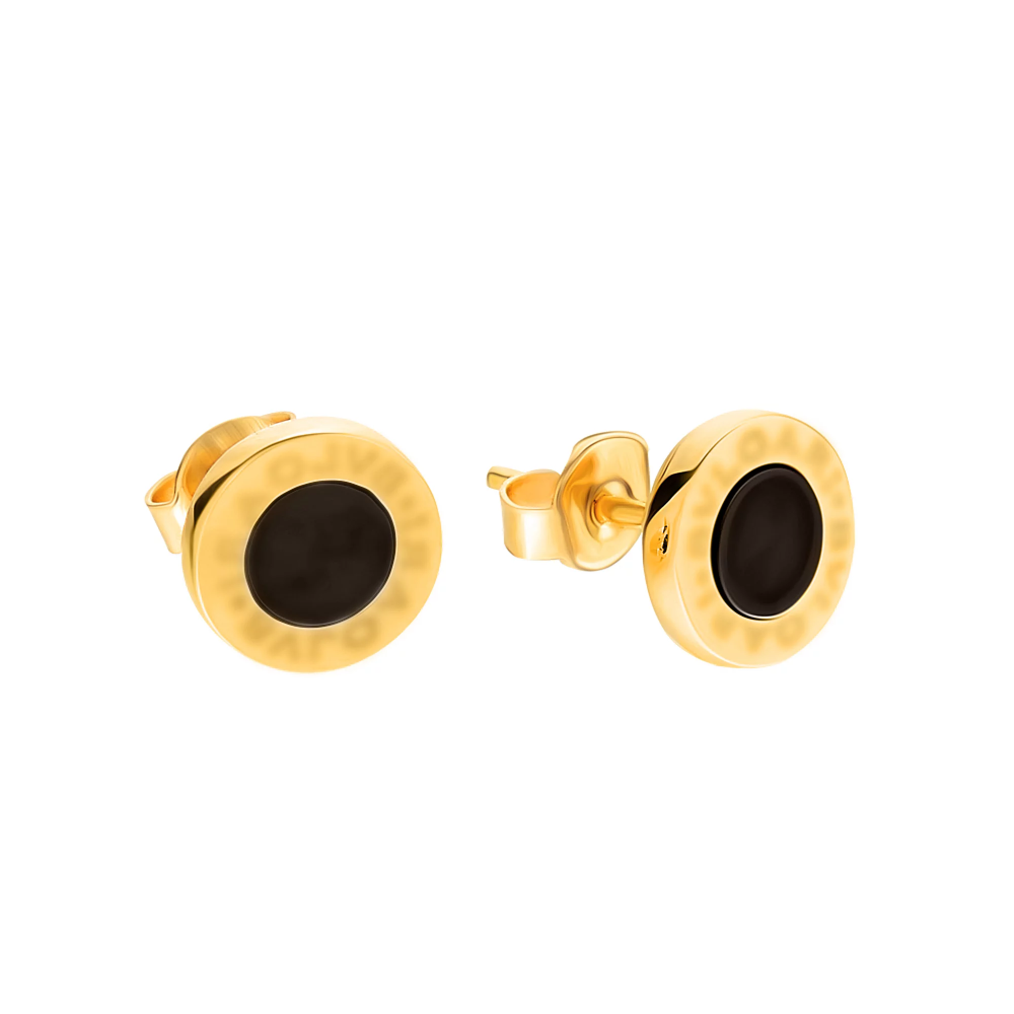 Сережки-гвоздики з лимонного золота з емаллю - 963698 – зображення 1