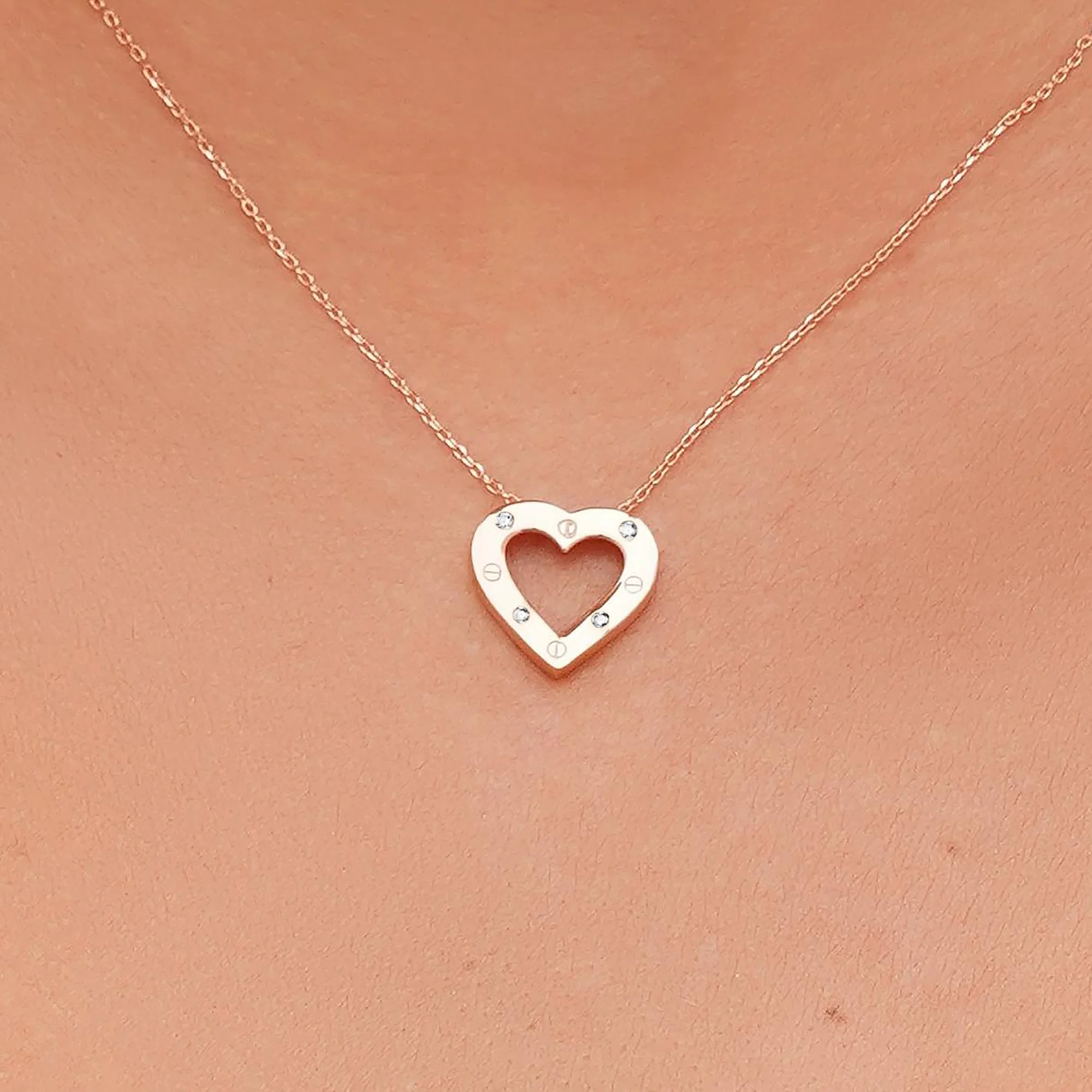 Цепочка с подвесом из красного золота "Love" с фианитами плетение якорь - 1747587 - 1