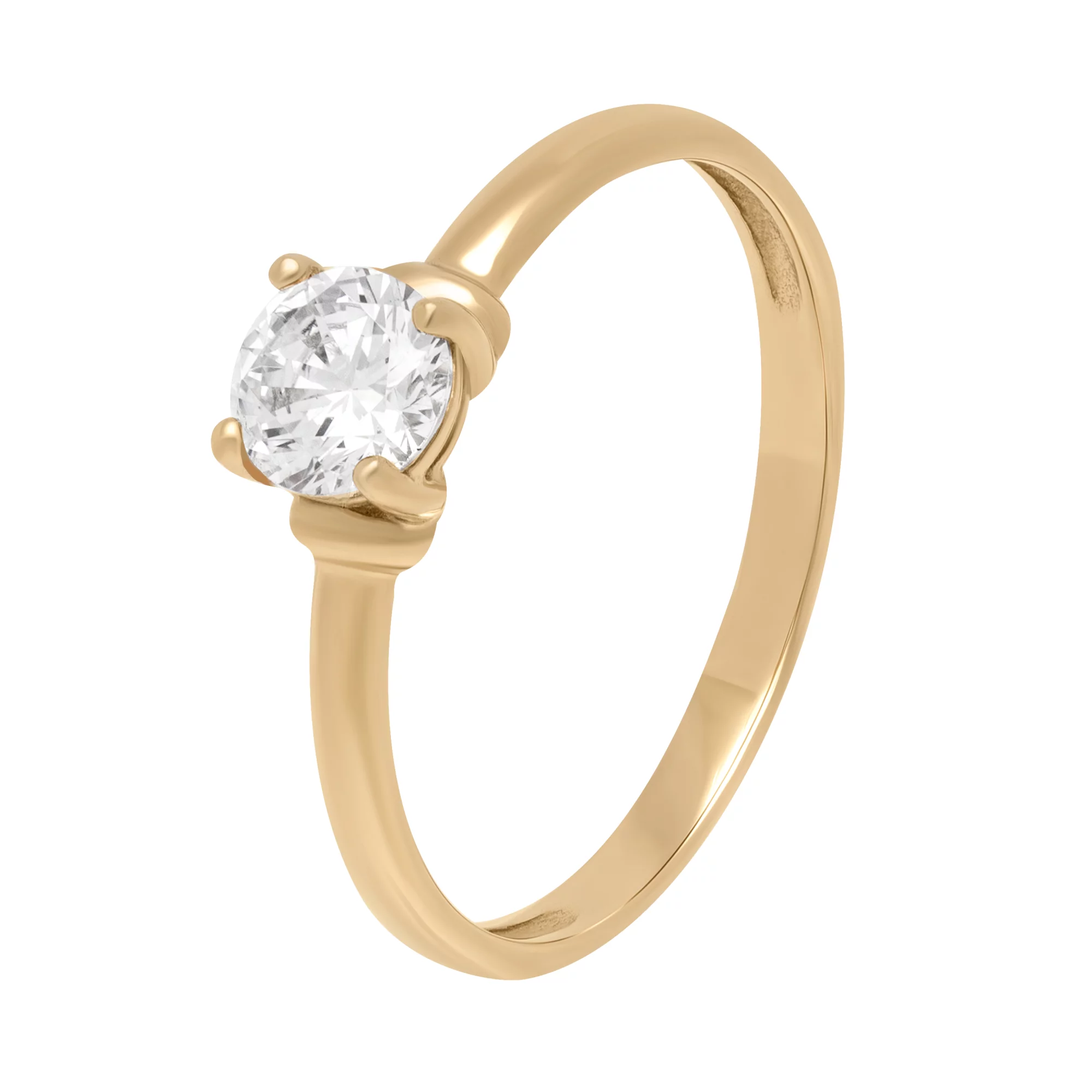 Помолвочное кольцо с фианитом из красного золота - 1692035 – изображение 1