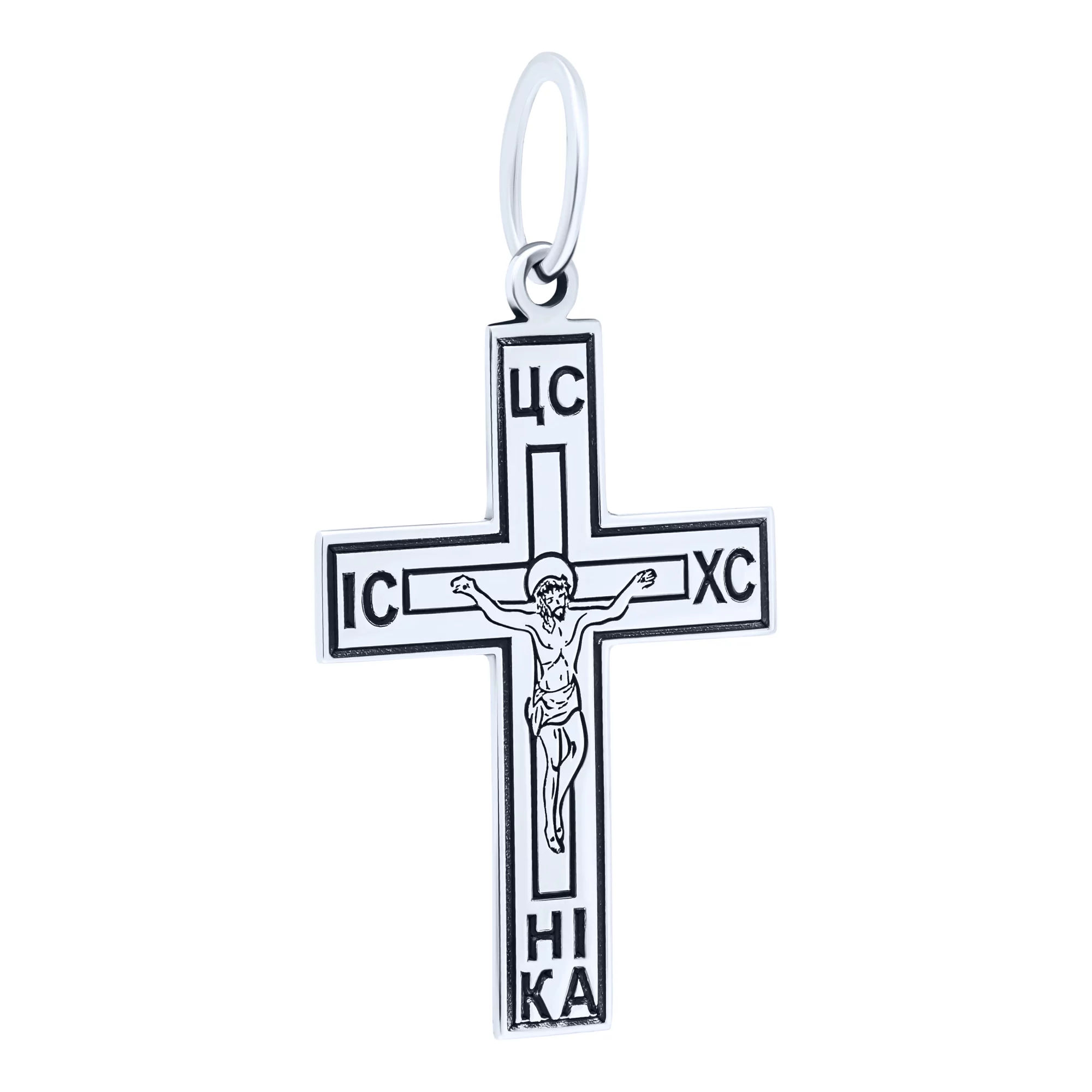 Срібний хрестик "Спаси та збережи" із чорнінням - 1760821 – зображення 1