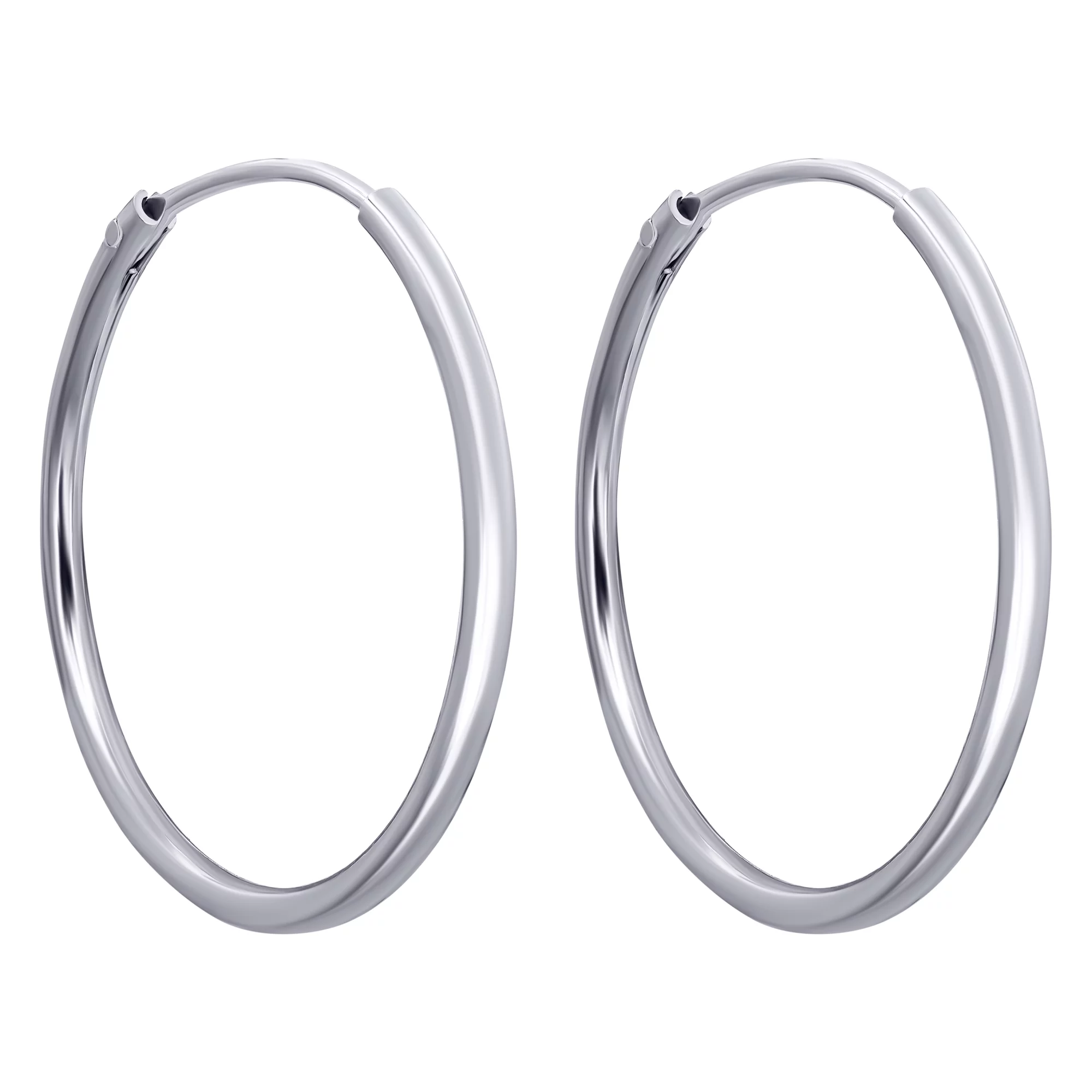 Сережки-кольца серебряные - 886243 – изображение 1