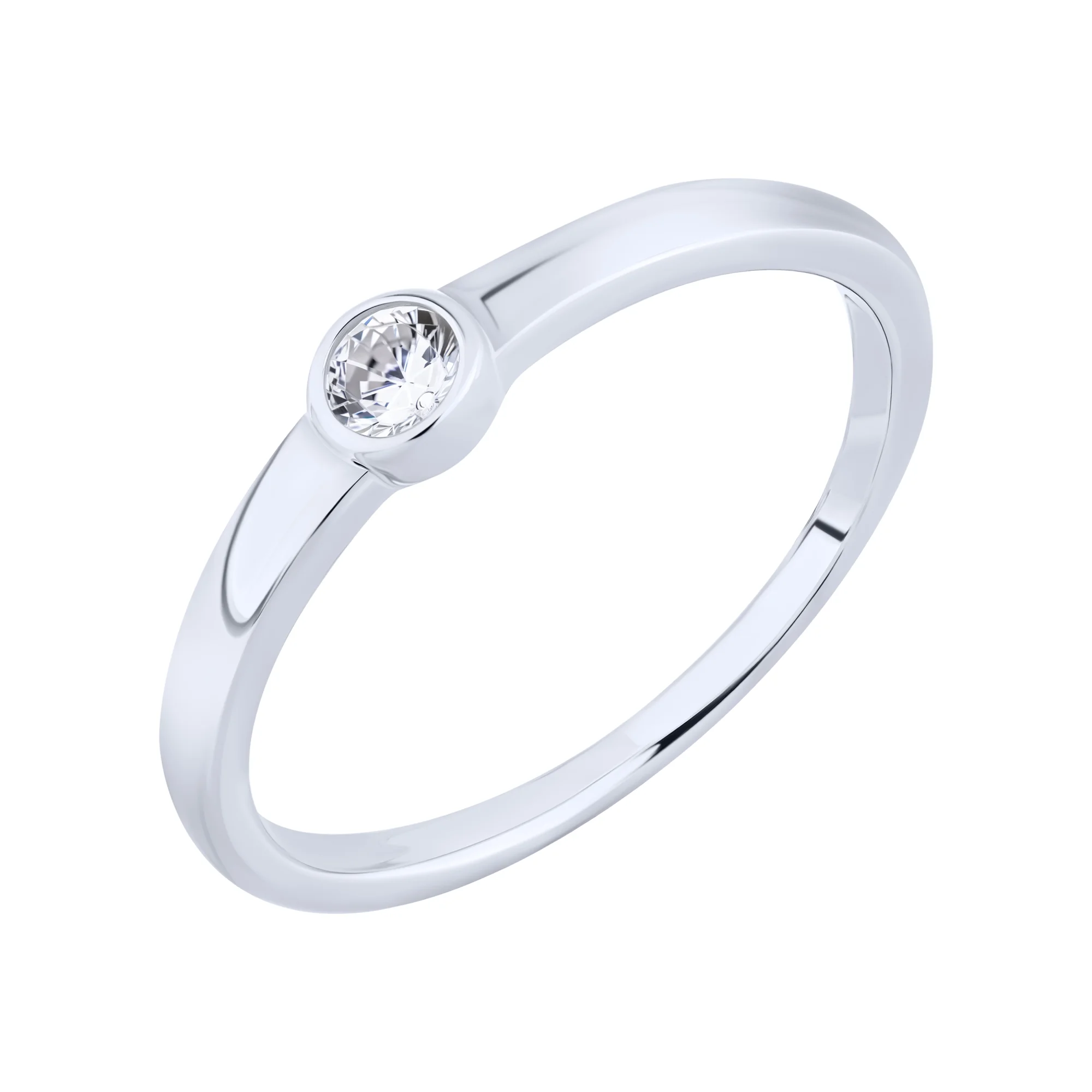 Серебряное кольцо с фианитом - 2122986 - 1