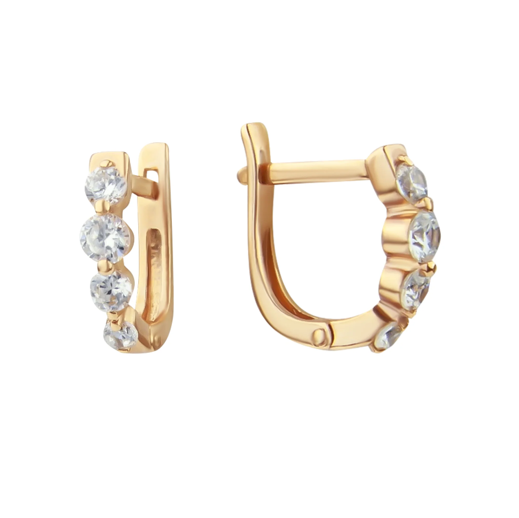 Серьги-дорожки с фианитами в красном золоте - 613710 - 1
