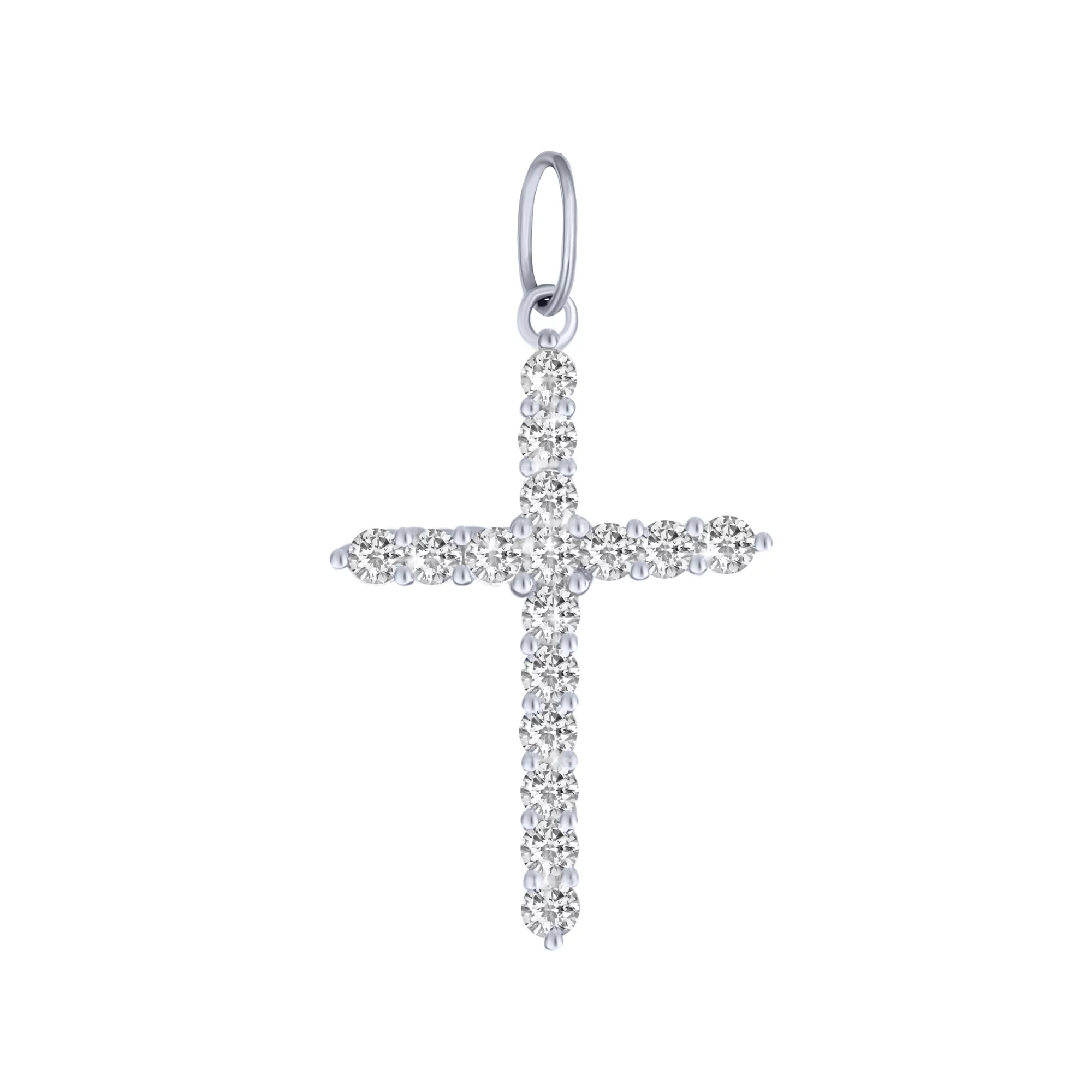 Хрестик зі срібла з доріжкою фіанітів - 1618274 – зображення 1