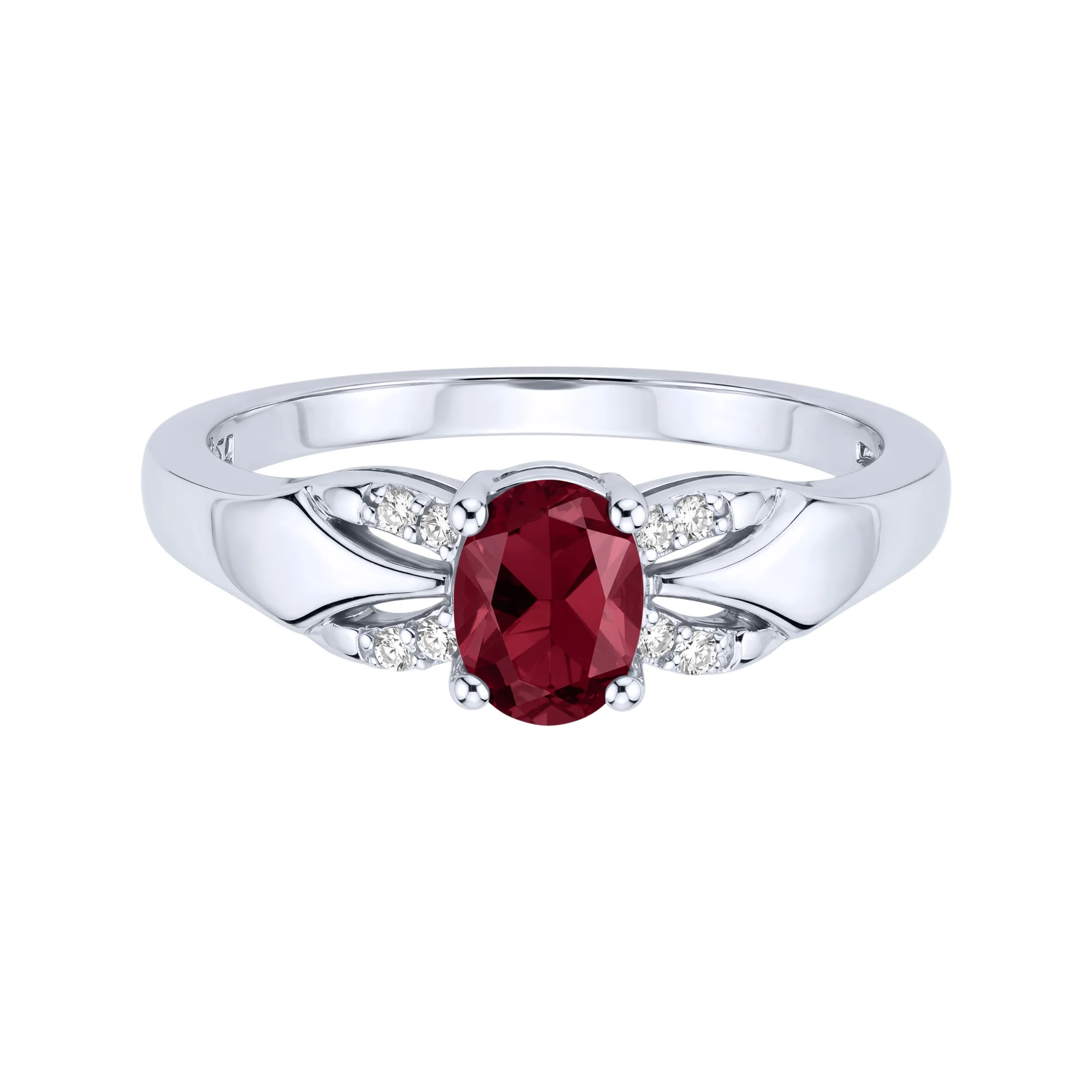 Серебряное кольцо с рубином и фианитами - 2297741 - 2