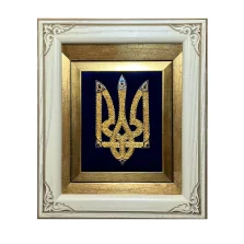 Колаж з позолотою "Тризуб" з фіанітами - 1573283