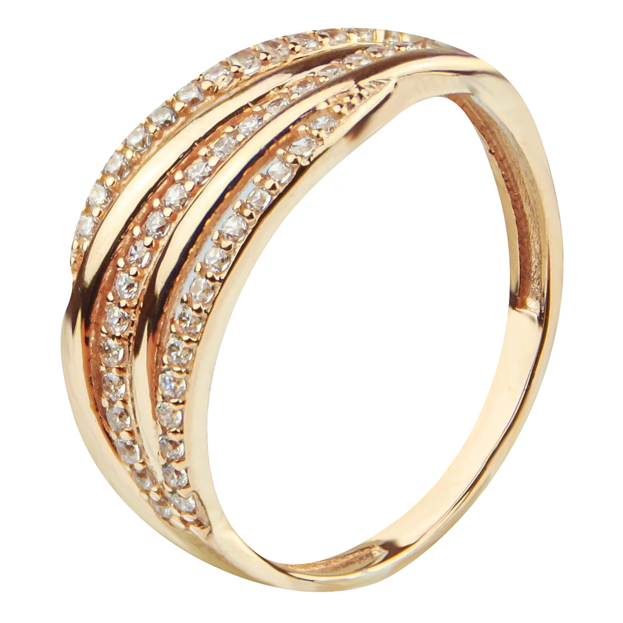 Кольцо из красного золота с фианитом - 850441 – изображение 1