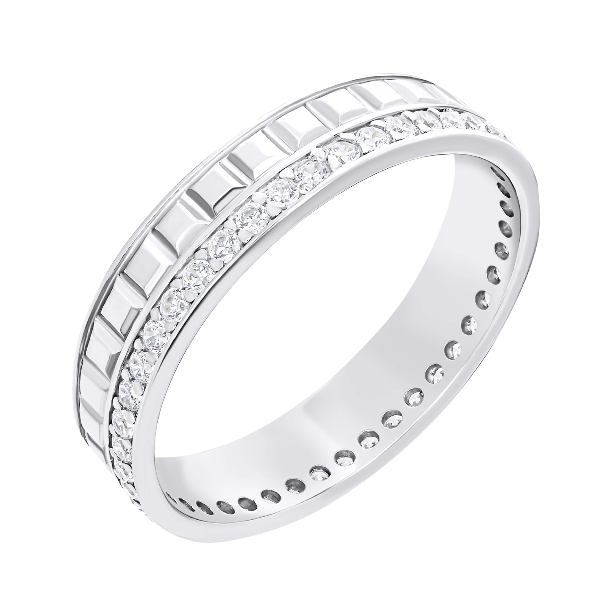 Двойное серебряное кольцо с фианитами - 1549900 – изображение 1