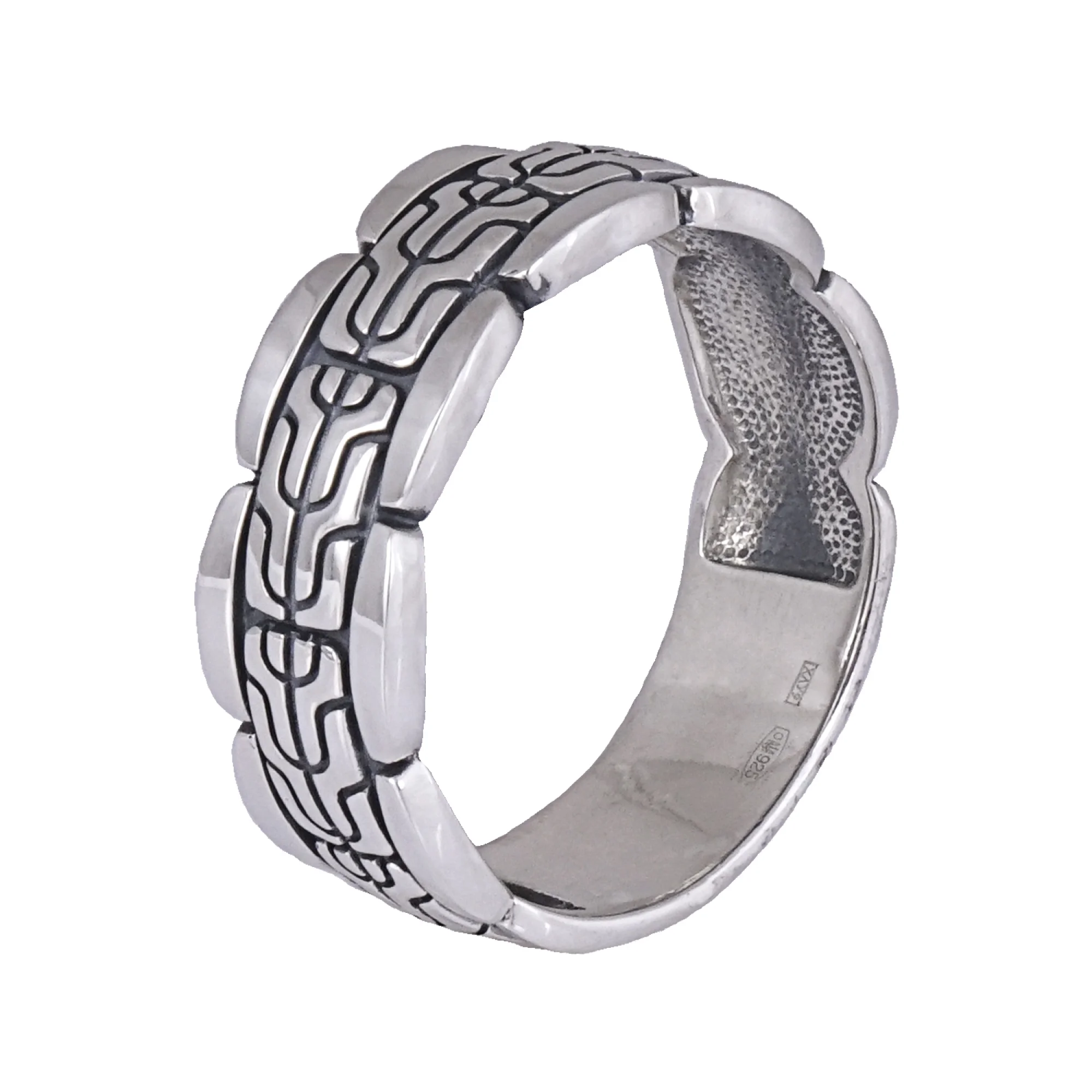 Серебряное кольцо с узором - 559489 - 1