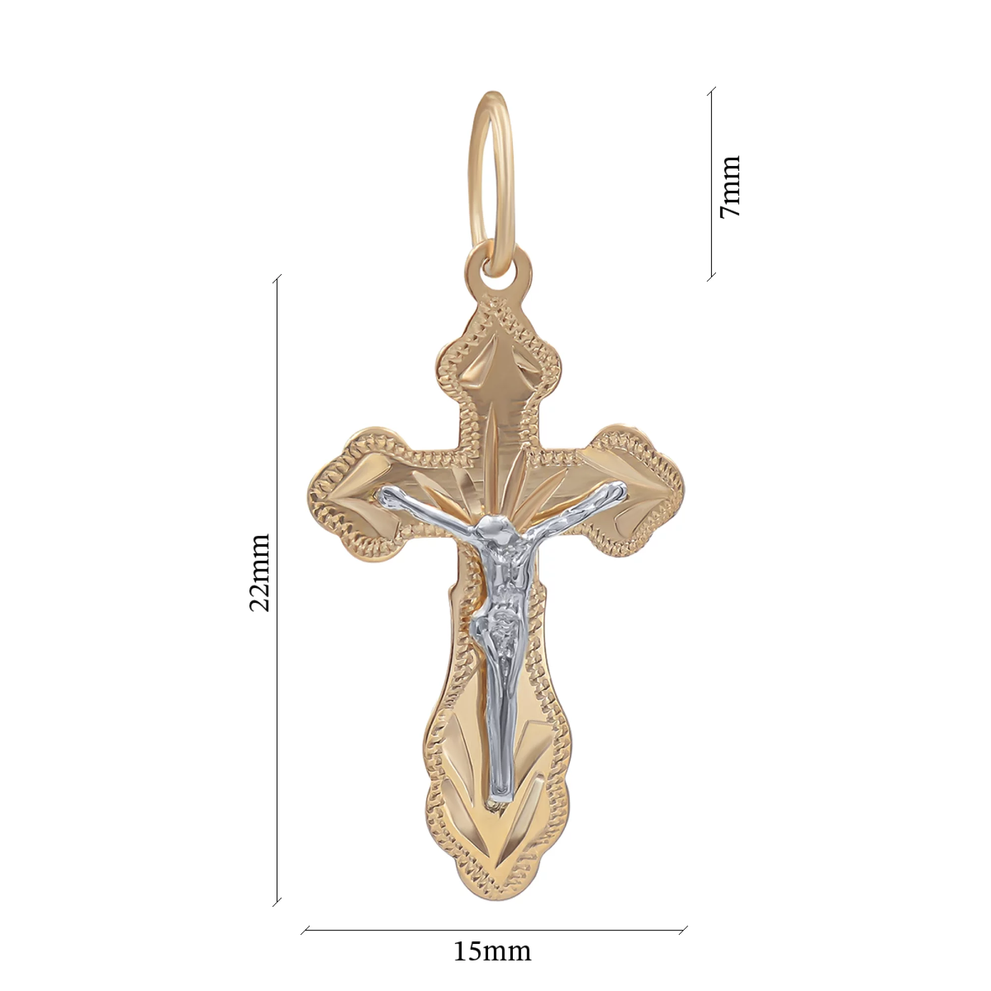 Крест из комбинированного золота - 826018 – изображение 3