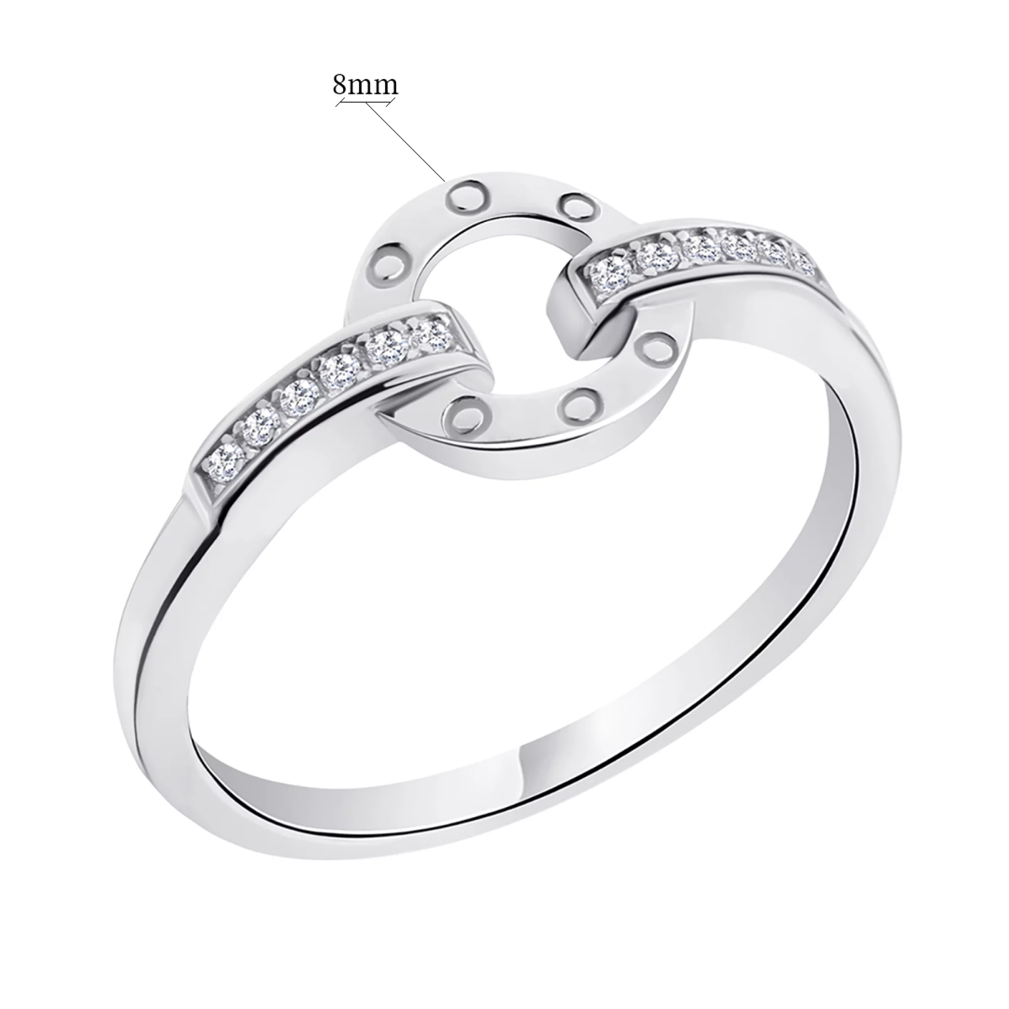 Серебряное кольцо "Круг" с фианитом - 1343400 – изображение 2