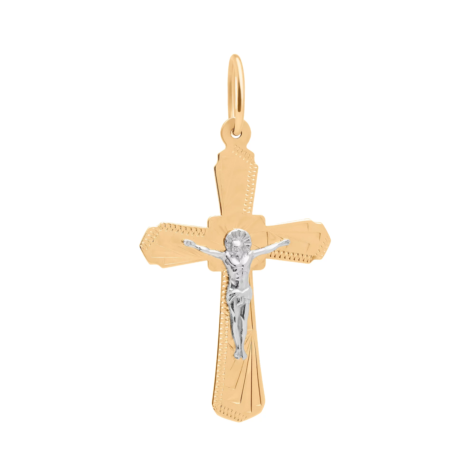 Крестик в комбинированном золоте - 1761523 – изображение 1