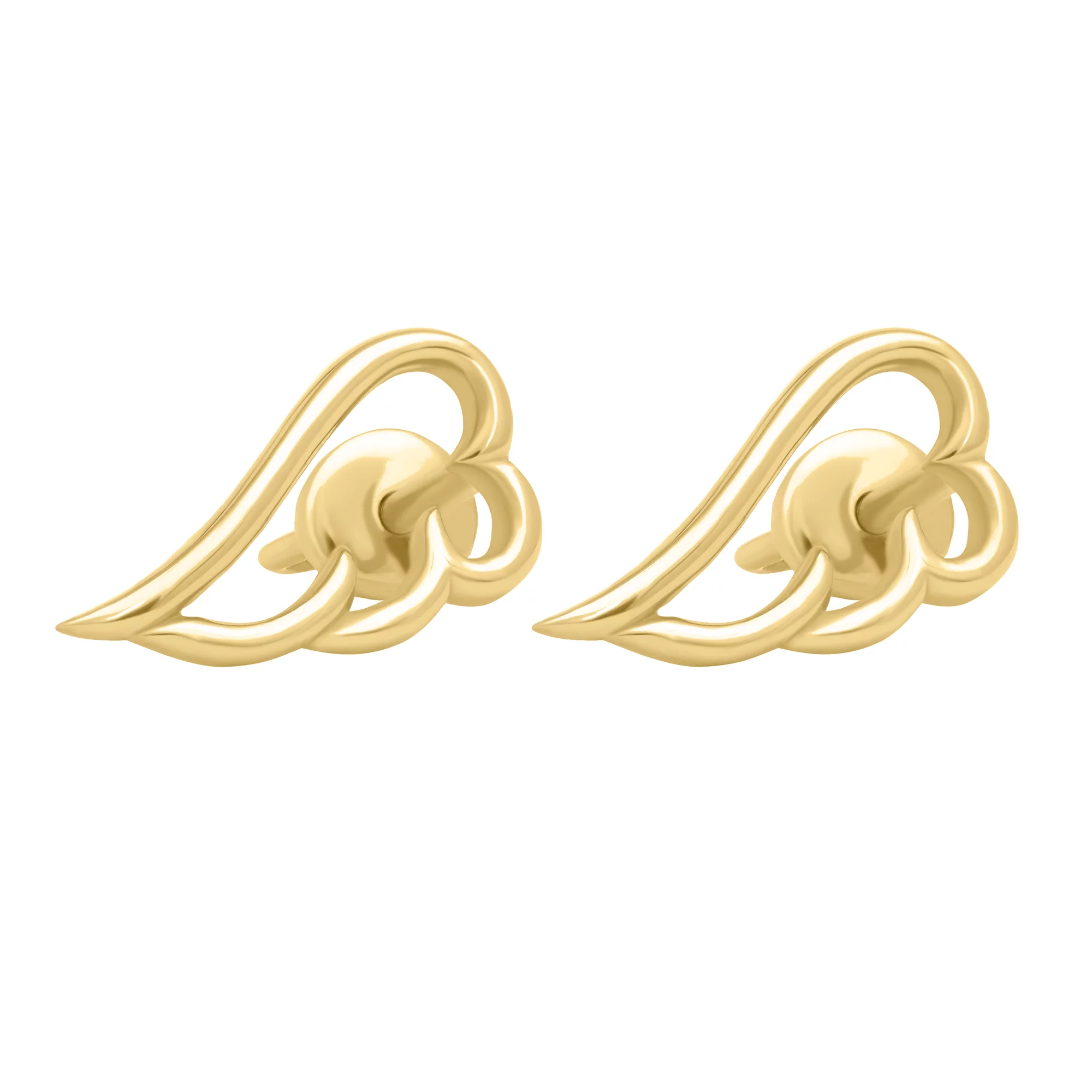 Сережки-гвоздики "Крило" з жовтого золота - 1759413 – зображення 1