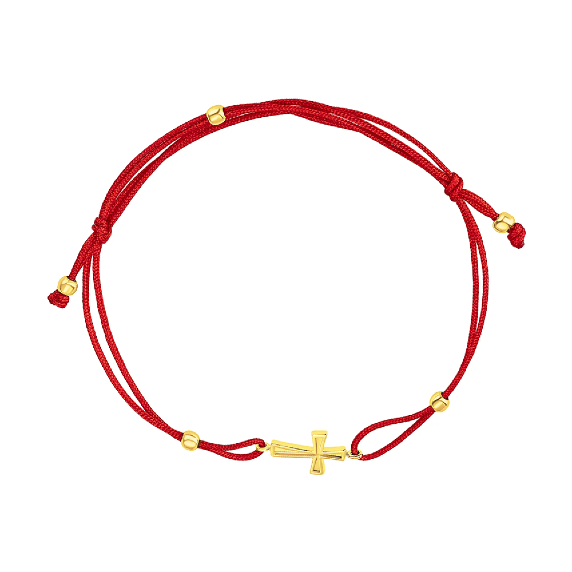 Браслет червона нитка зі вставками з лимонного золота - 961572 – зображення 1