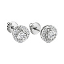 Серьги-гвоздики из белого золота с бриллиантами - 1514624