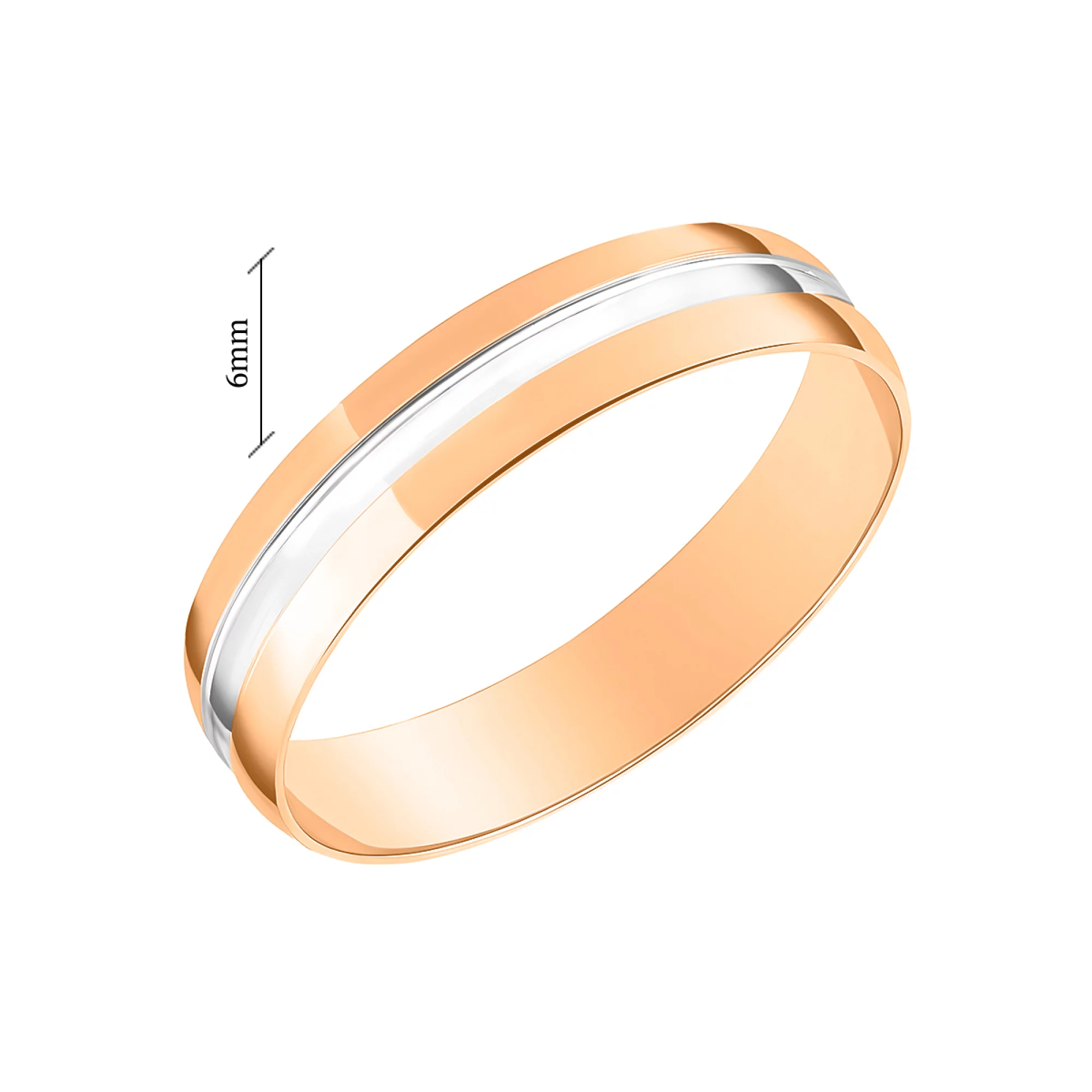 Обручальное кольцо американка из комбинированного золота  - 971528 – изображение 4