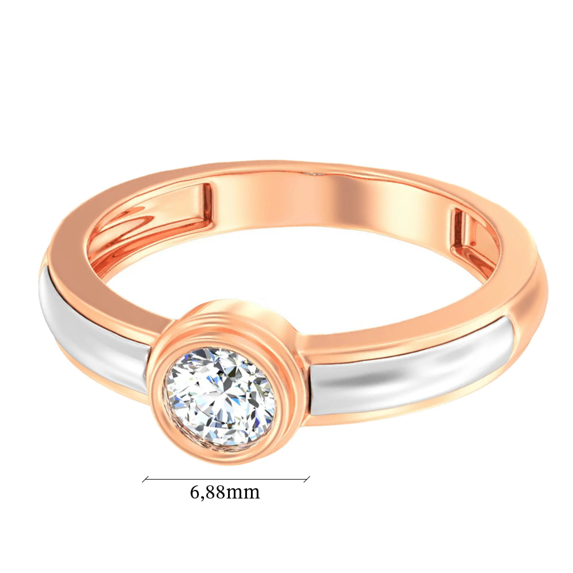 Золотое кольцо комбинированое с фианитом - 585496 – изображение 2