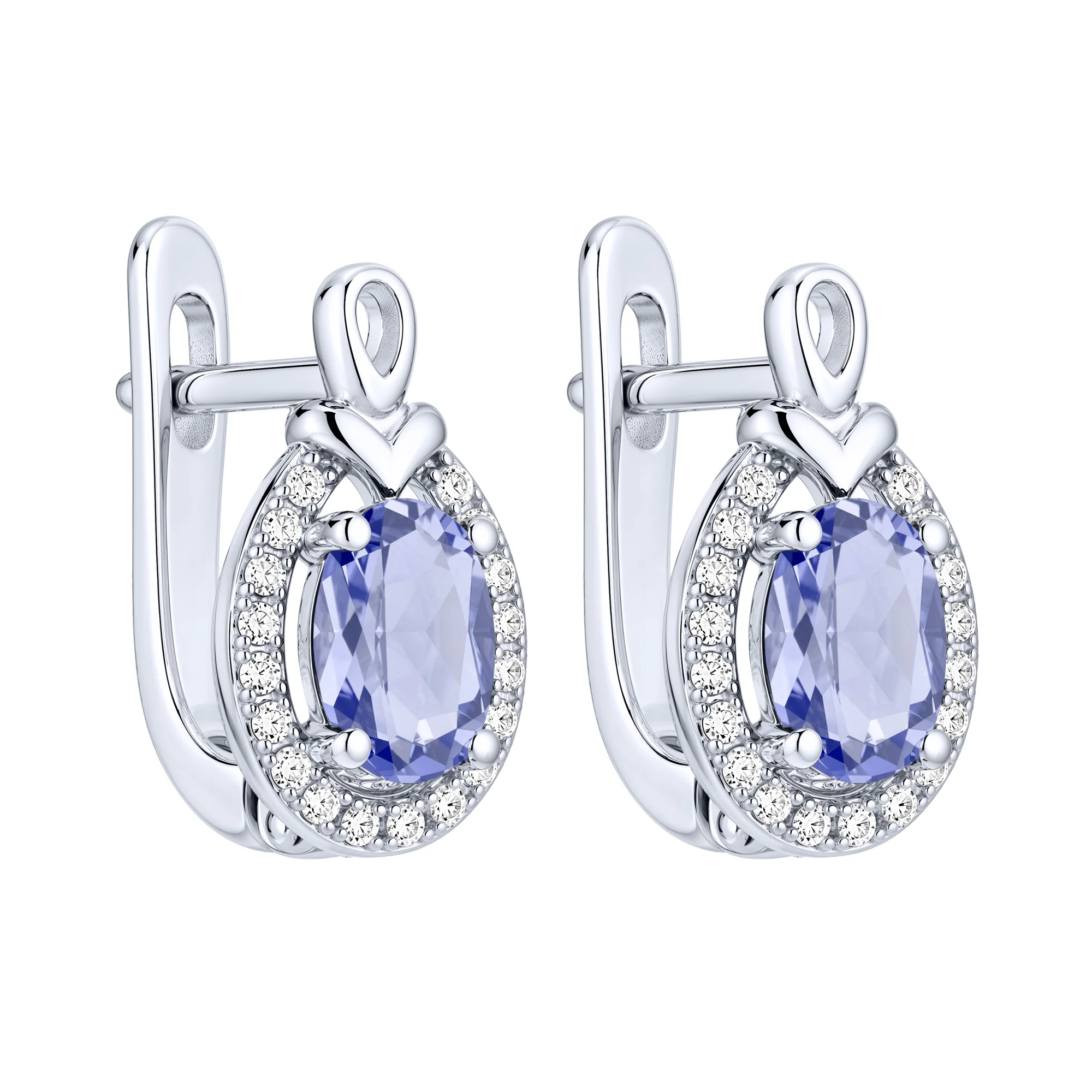 Серьги из серебра с танзанитом и фианитами - 2297773 - 1