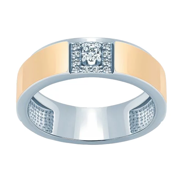Серебряное кольцо с позолотой и фианитом. Артикул 7201/500701-ЗНР: цена, отзывы, фото – купить в интернет-магазине AURUM