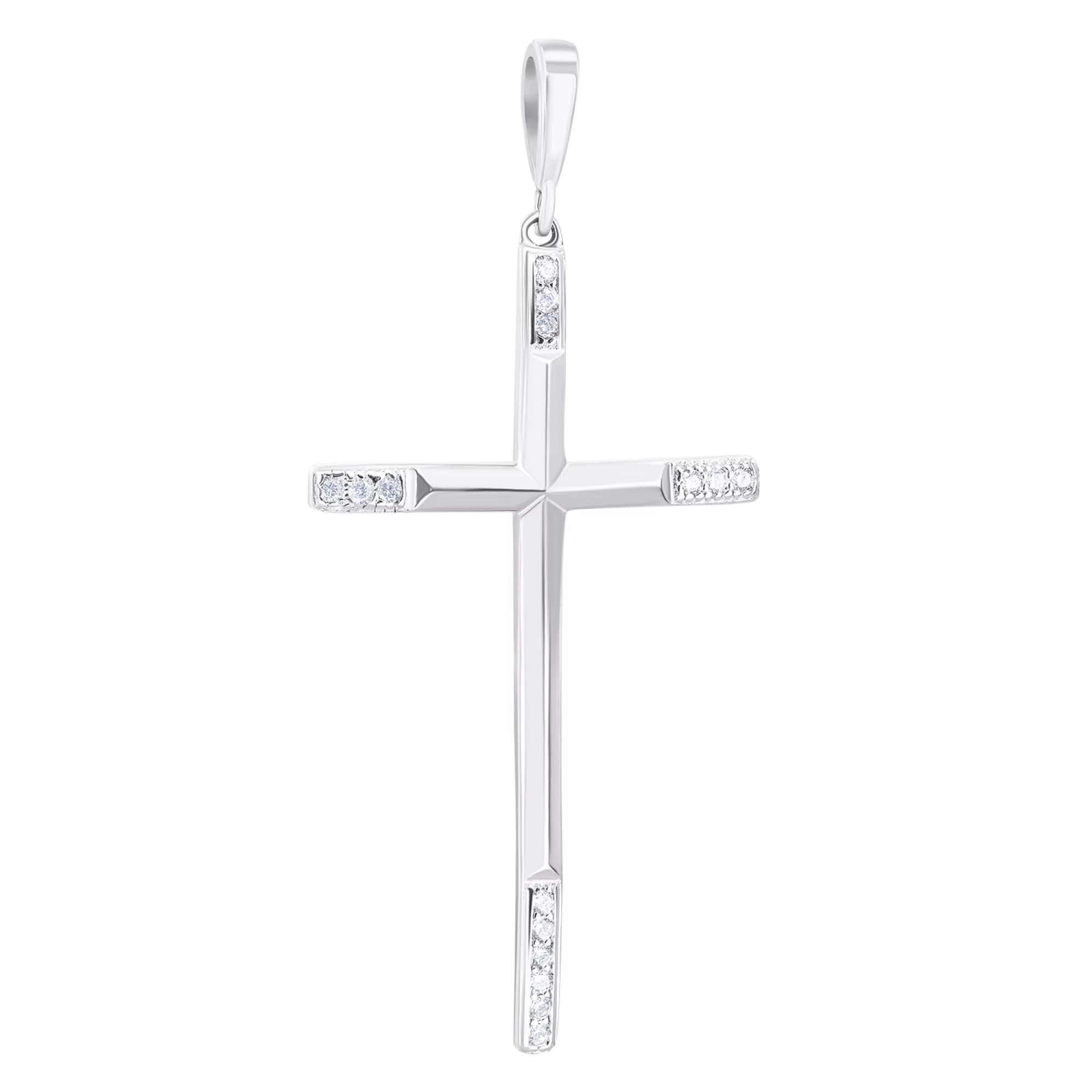 Хрестик зі срібла з фіанітами - 1507841 – зображення 1