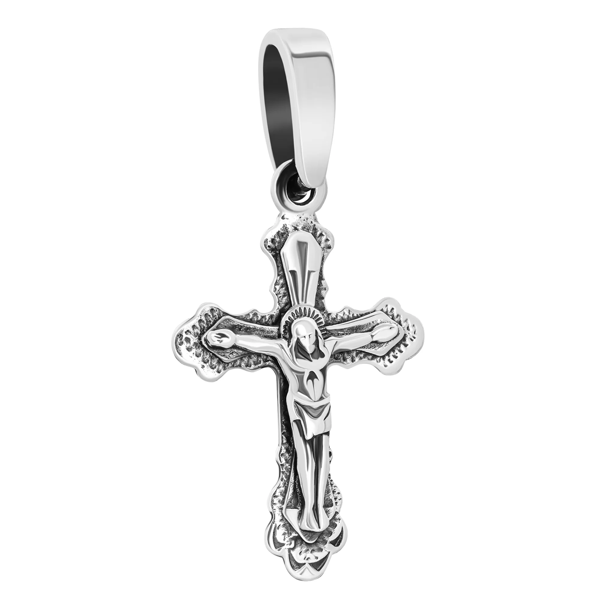Православний срібний хрестик із чорнінням - 1579438 – зображення 1