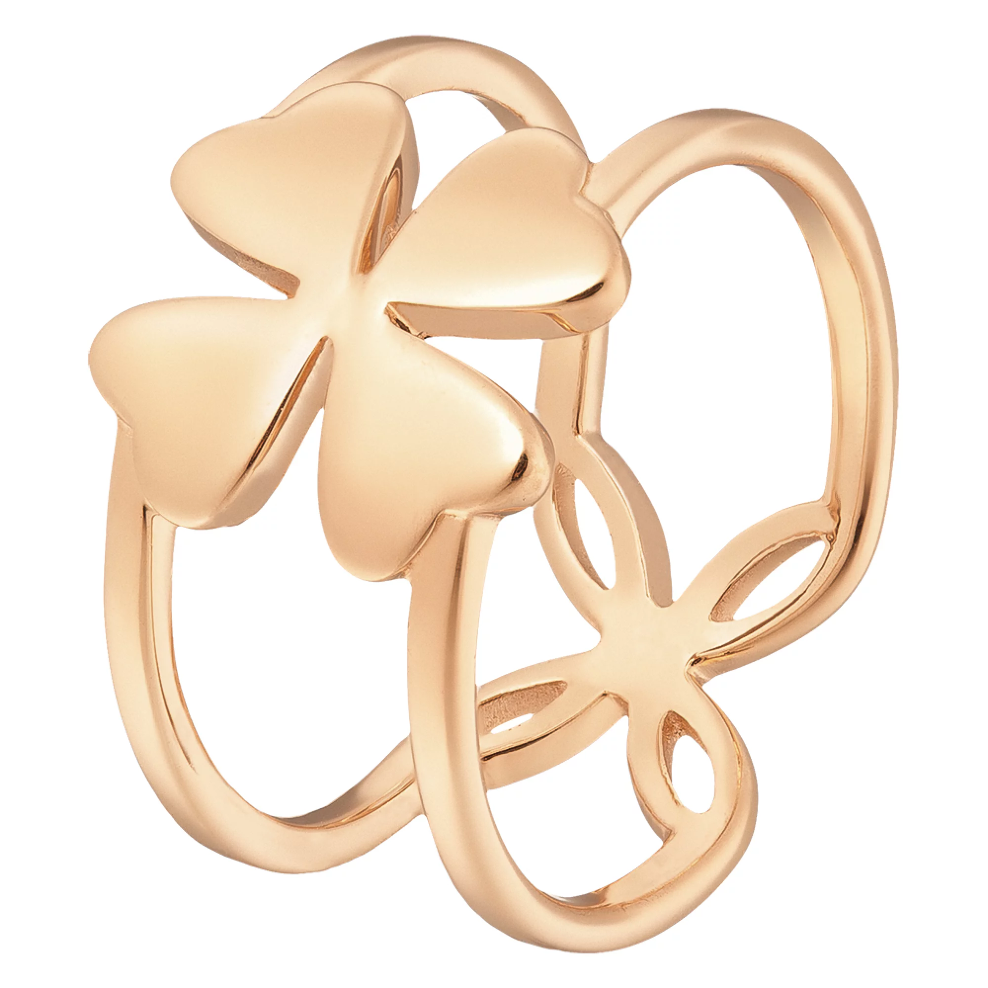 Кольцо из красного золота "Клевер" - 819995 – изображение 1