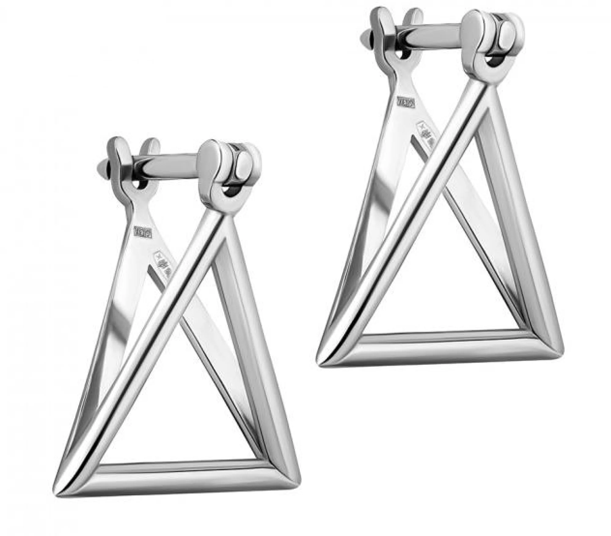 Сережки из серебра "Треугольник" - 776264 - 2