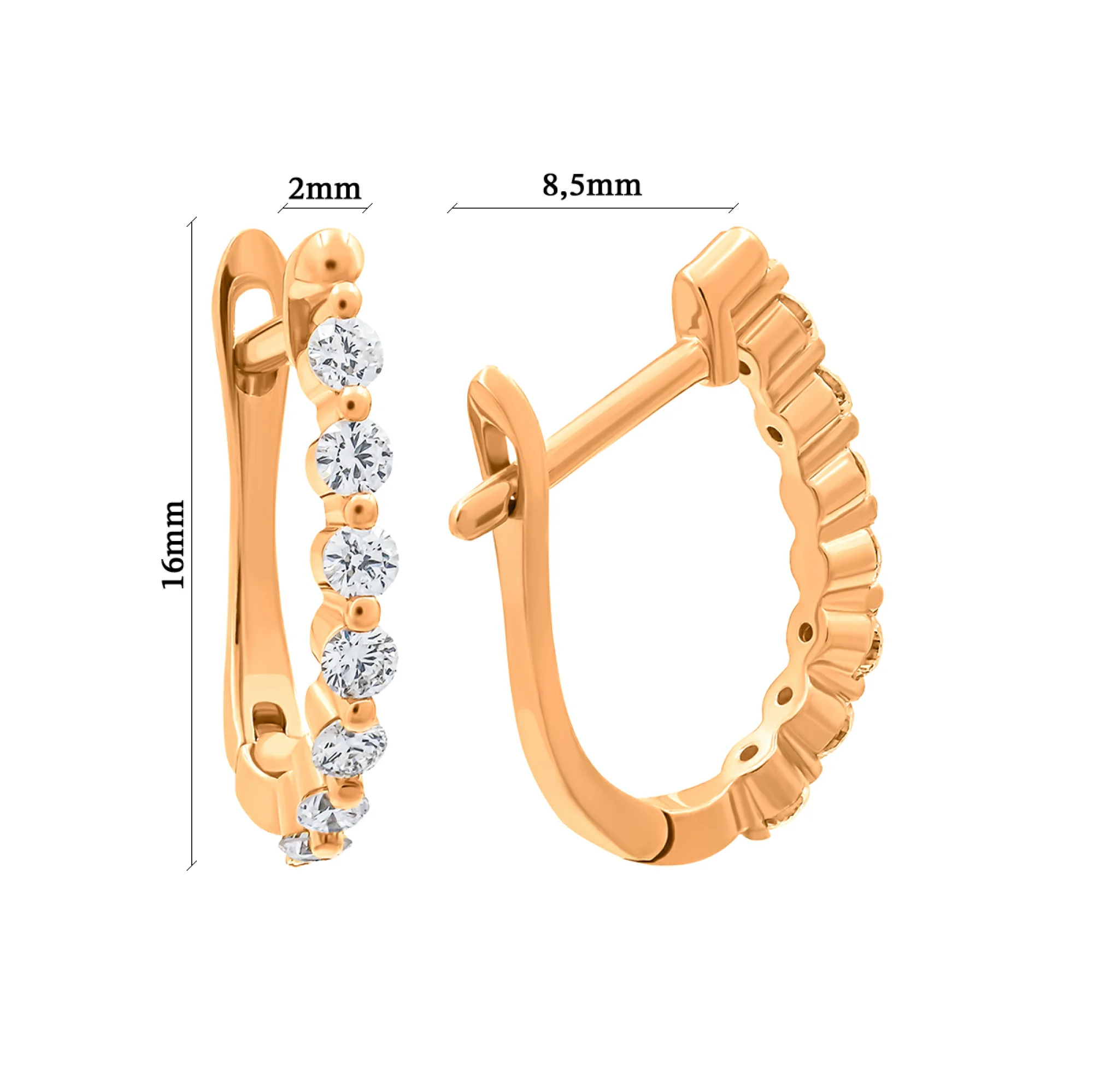 Сережки из красного золота с бриллиантами - 1266229 - 3