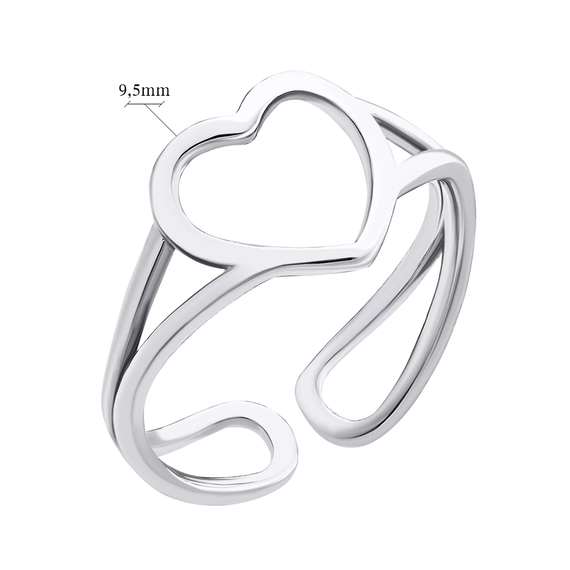 Кольцо серебряное в форме сердца - 1508434 – изображение 3