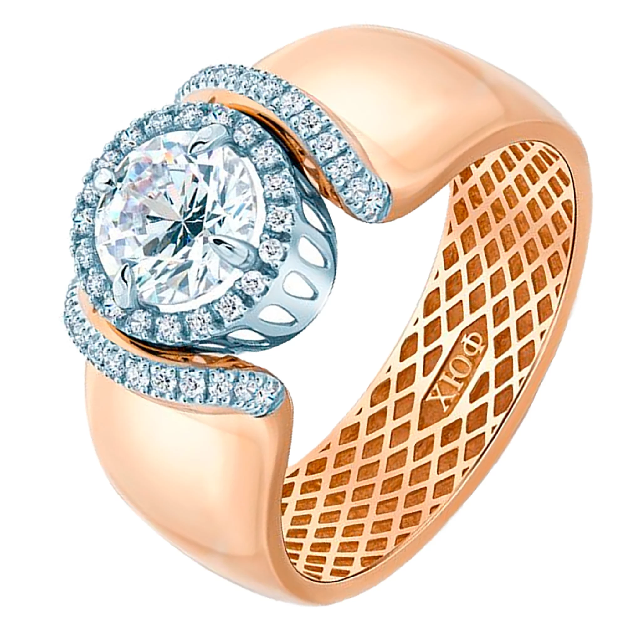 Золотое кольцо с фианитом - 482881 – изображение 1