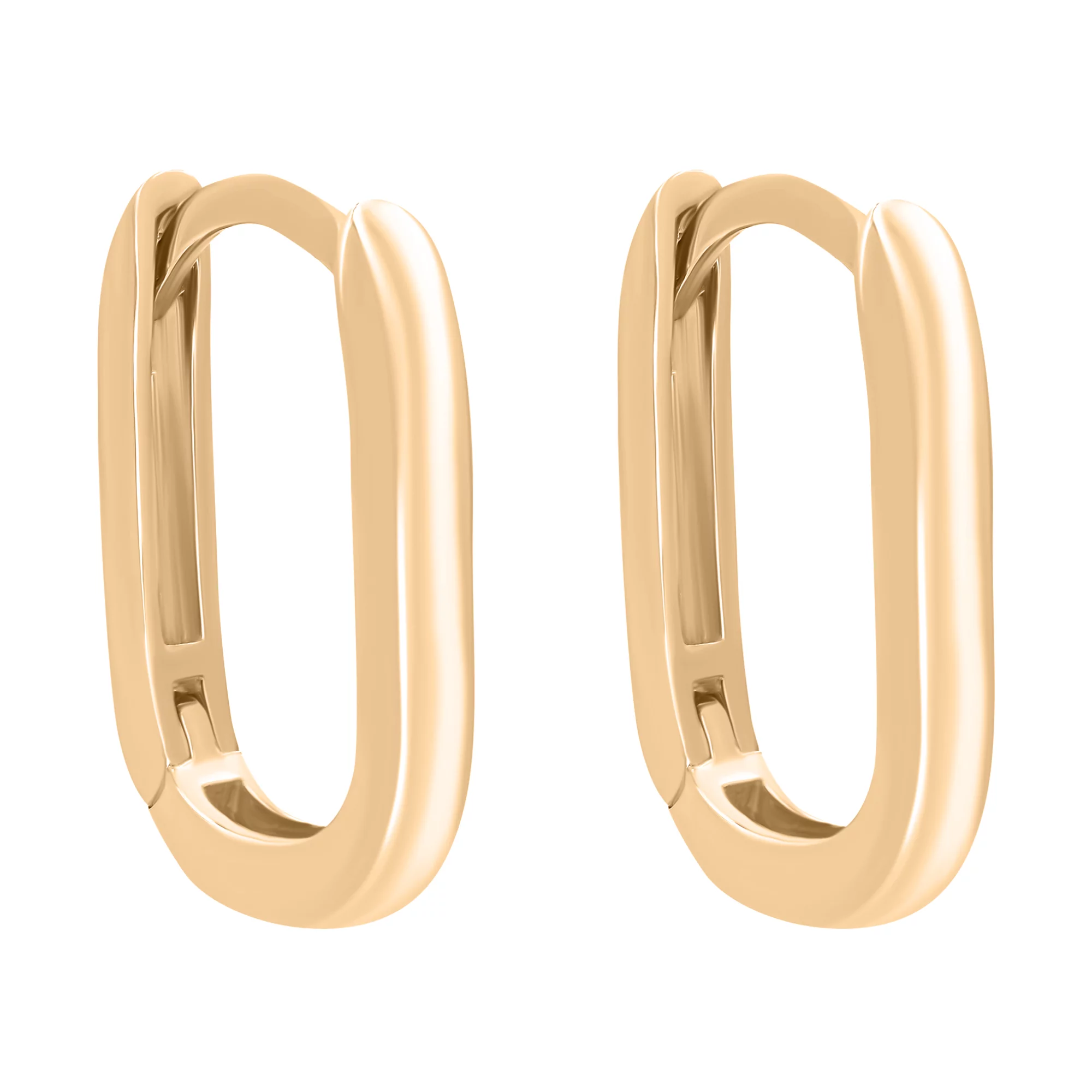 Сережки-кольца "Овал" из красного золота - 896939 – изображение 1
