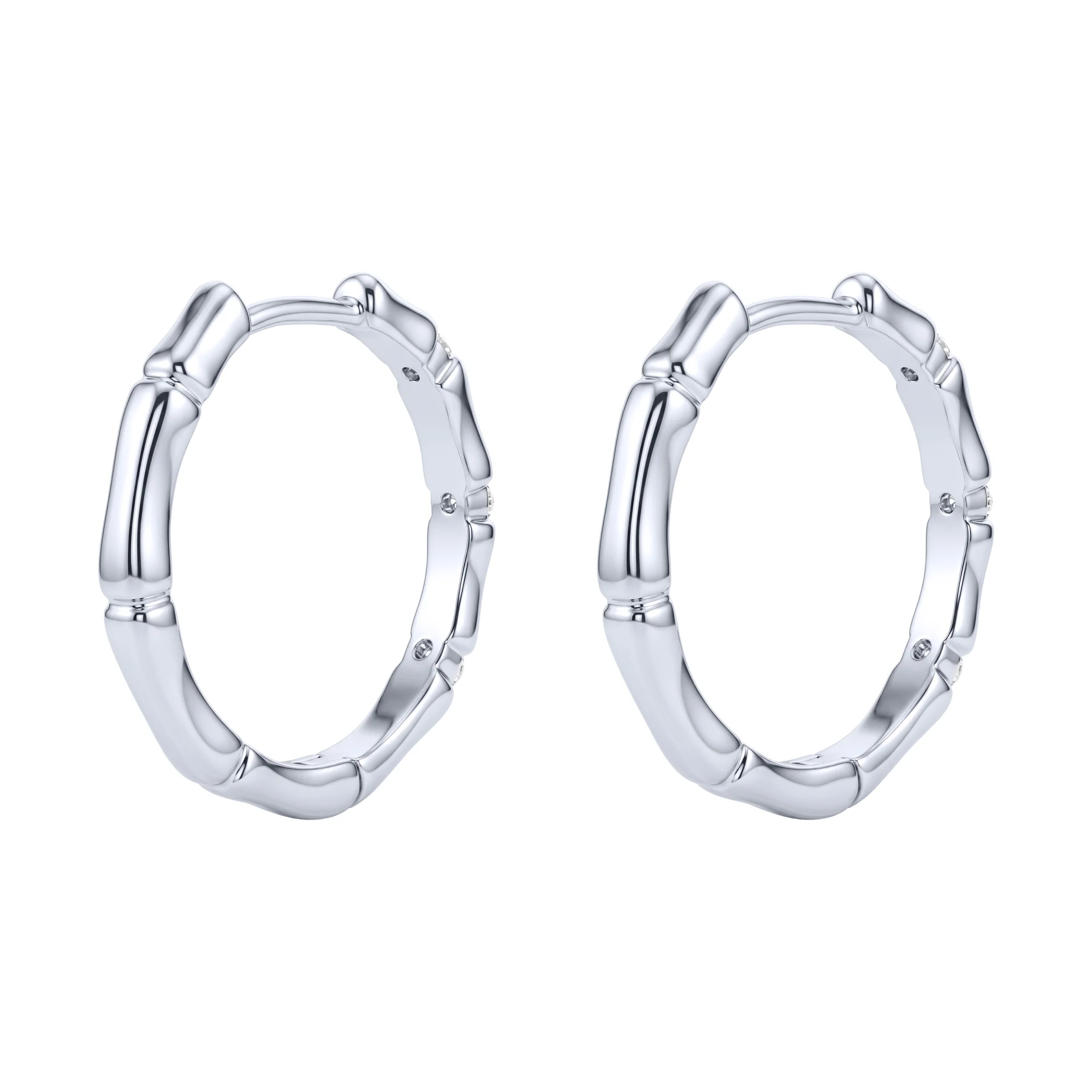Серьги-кольца из серебра с фианитами - 2186994 - 2