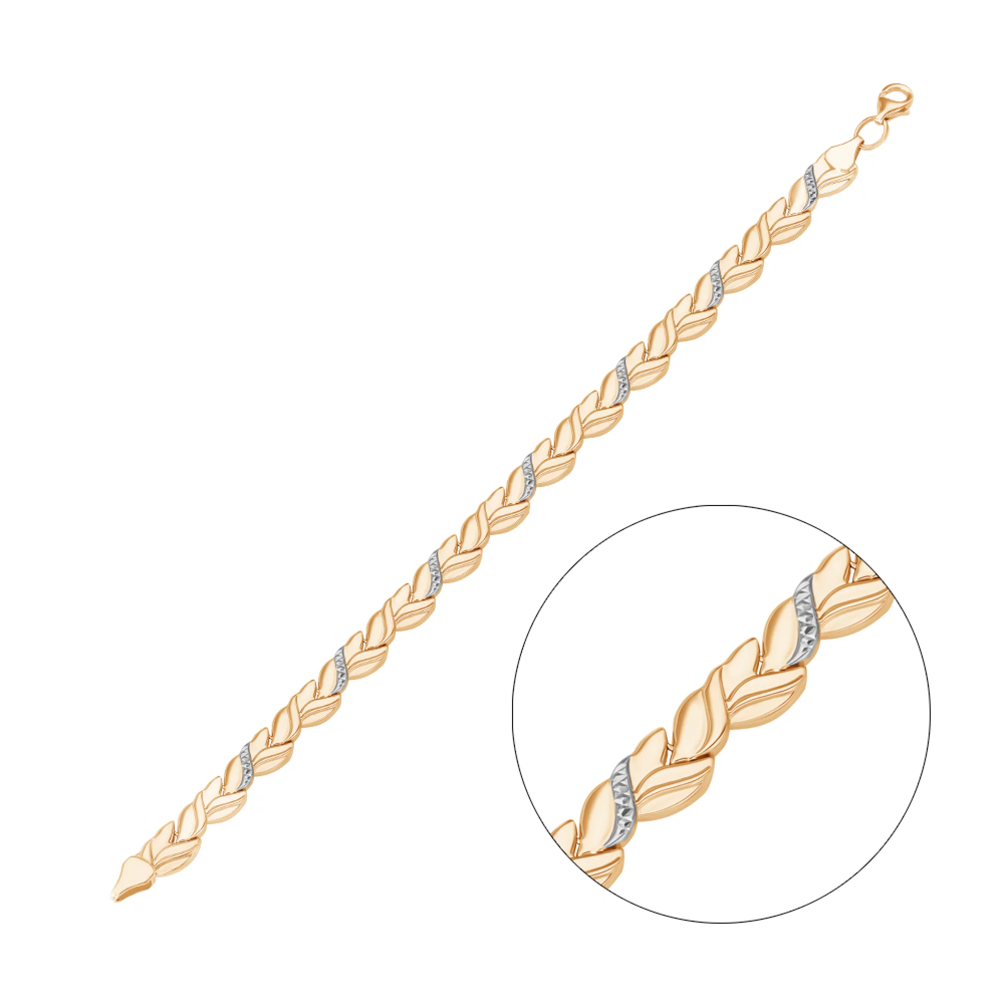 Браслет из комбинированного золота плетение ролекс - 1071244 – изображение 2