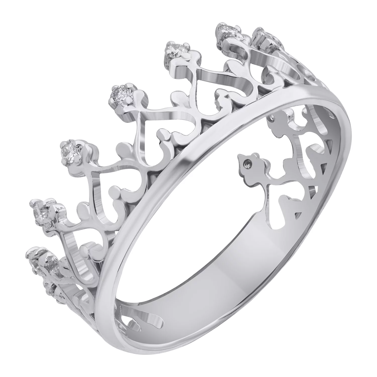 Кольцо Корона из белого золота с бриллиантами. Артикул 1125/1б: цена, отзывы, фото – купить в интернет-магазине AURUM