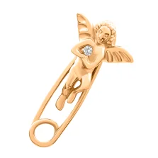 Шпилька з червоного золота з фіанітом "Янгол" - 872415