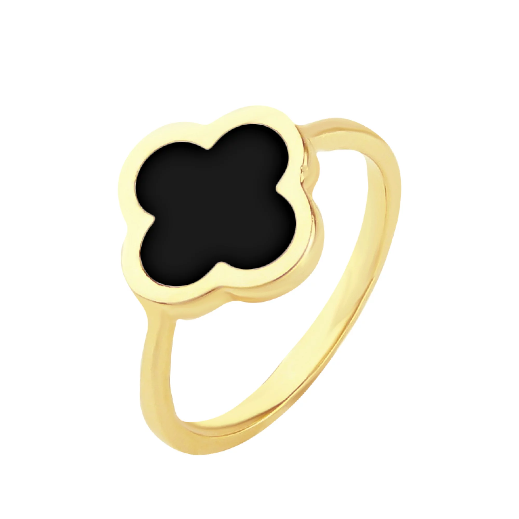 Кольцо Клевер из лимонного золота с эмалью - 1072080 – изображение 1