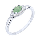 Серебряное кольцо "Овал" с изумрудом и фианитами - 2299250