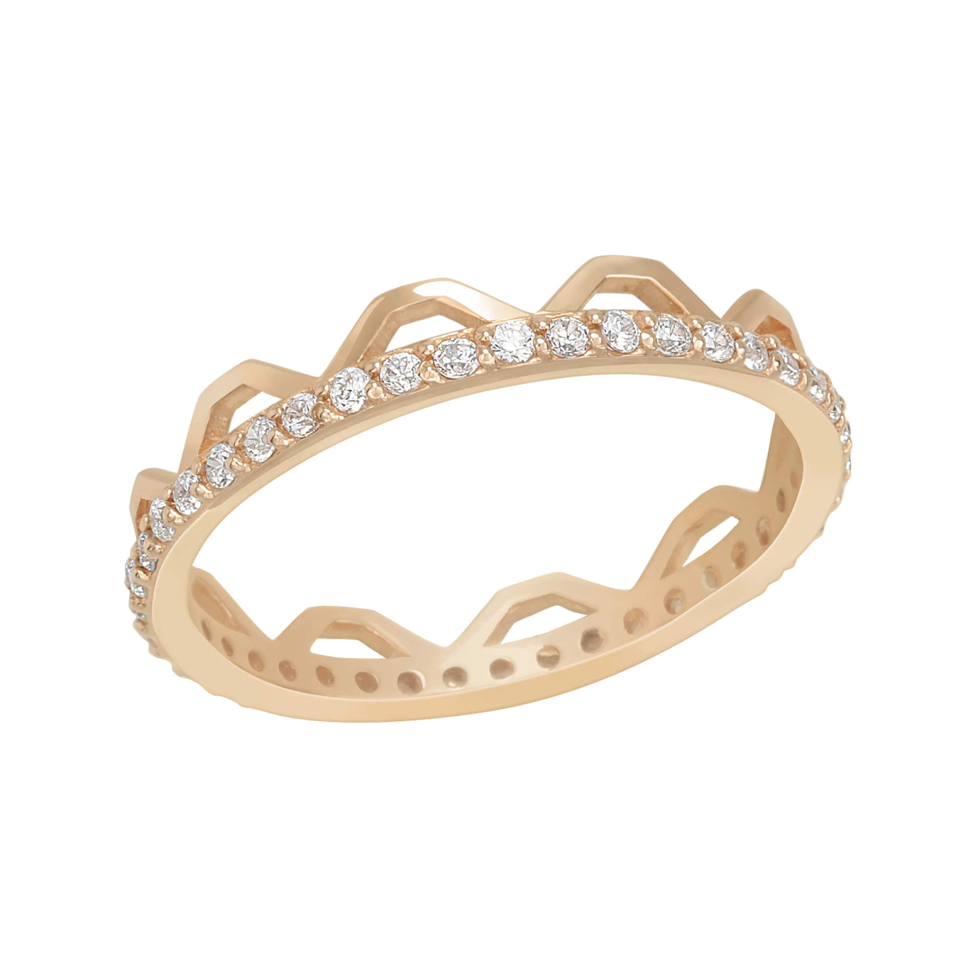 Золотое кольцо с фианитом - 521447 – изображение 1