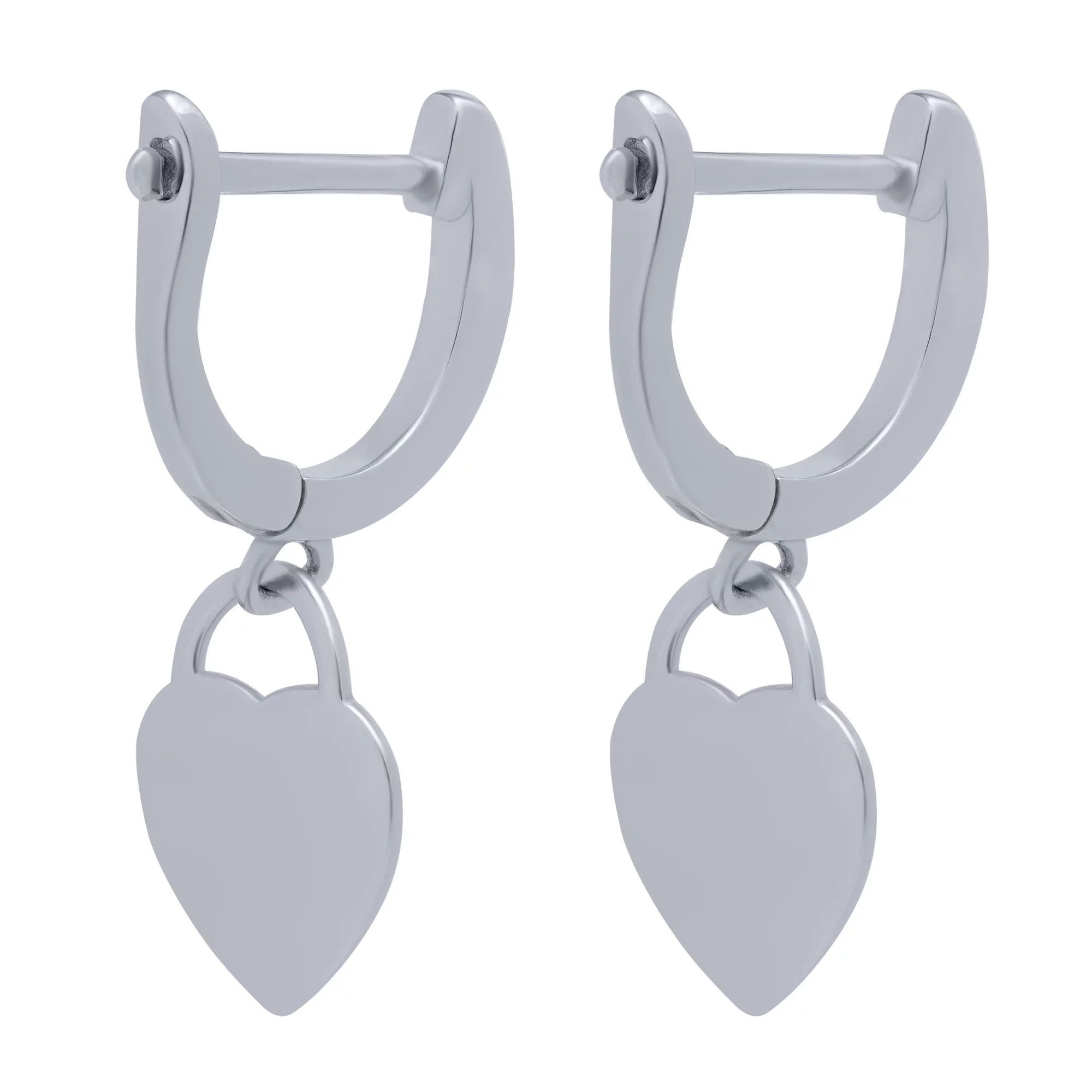 Сережки з підвіскою "Серця" срібні з емаллю - 1683299 – зображення 2