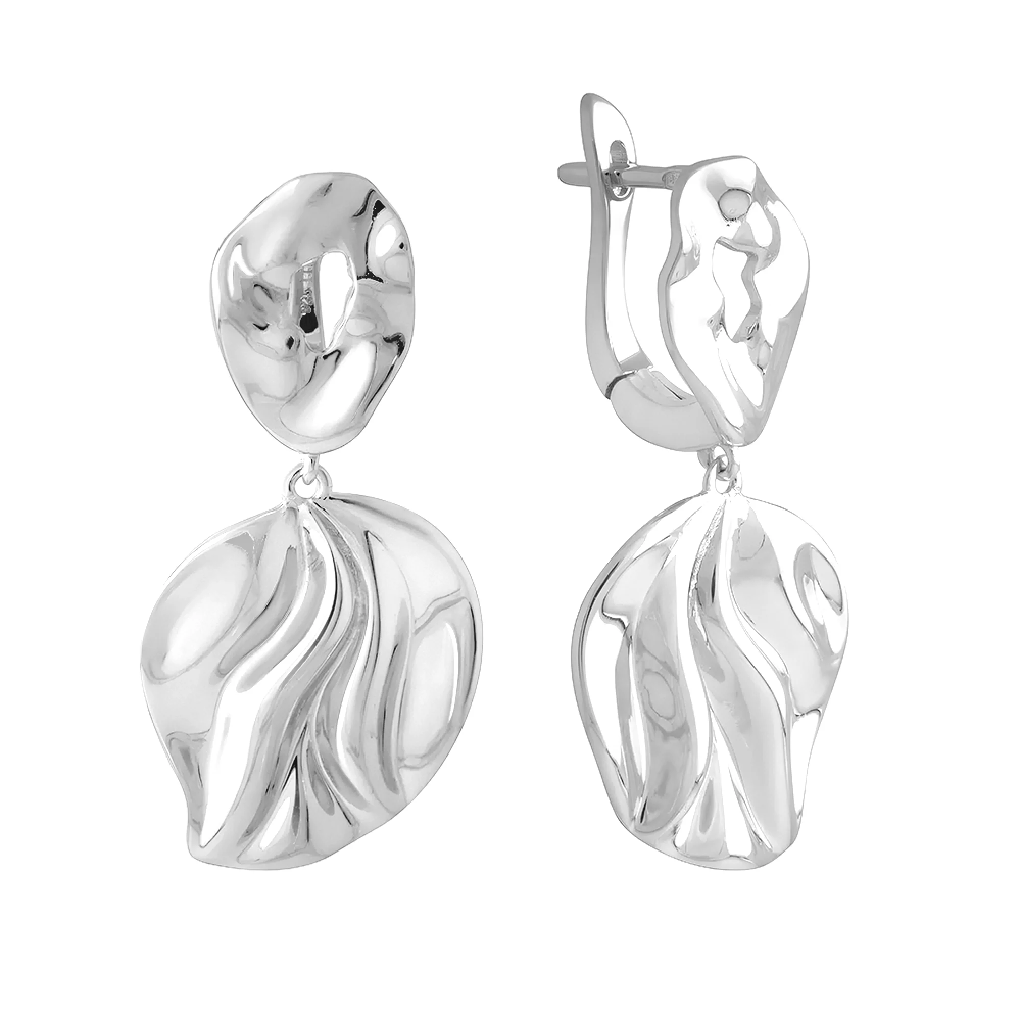 Срібні сережки з підвісками "Хвилі" - 1542995 – зображення 1