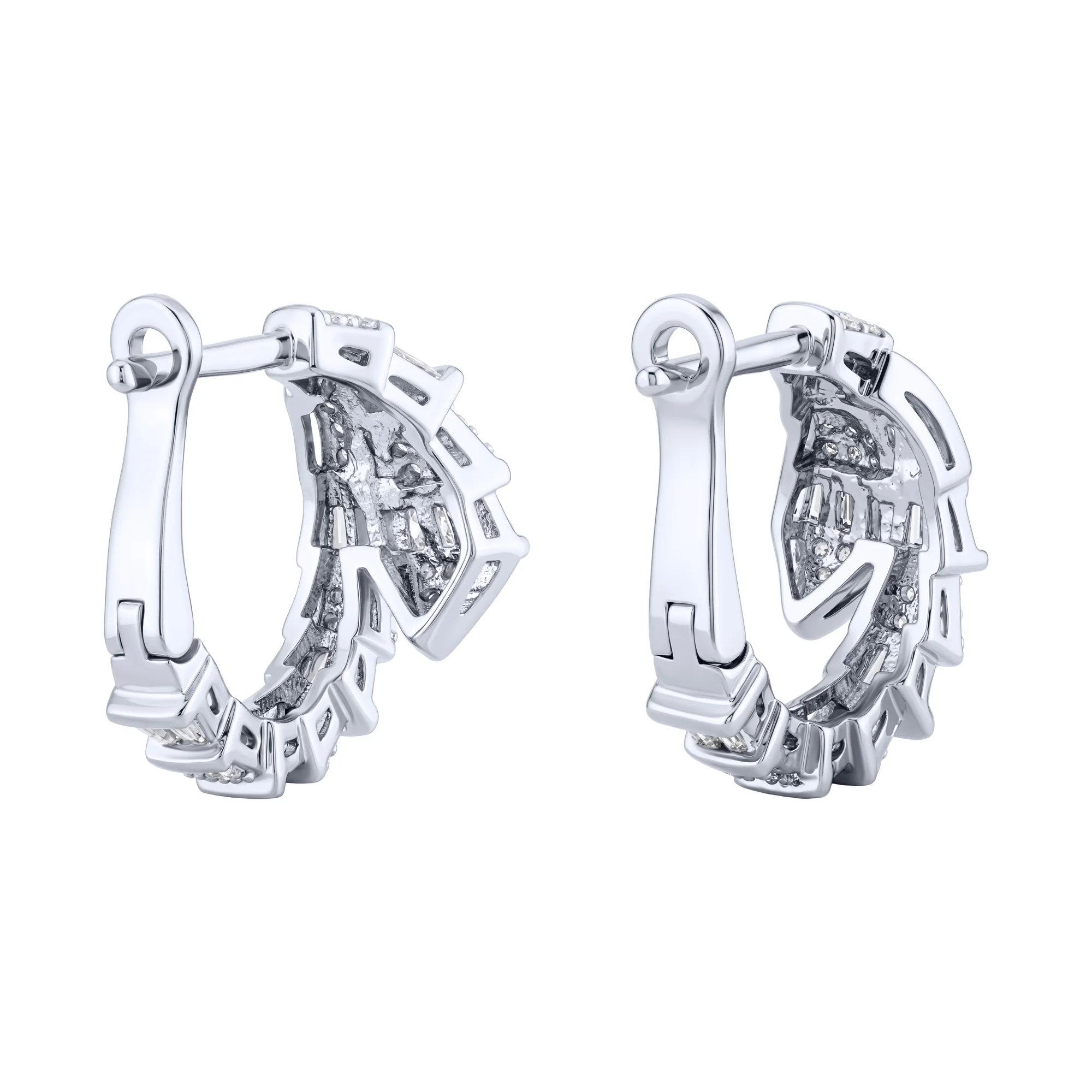 Сережки-кільця "Змія" зі срібла з фіанітами  - 2225281 - 2
