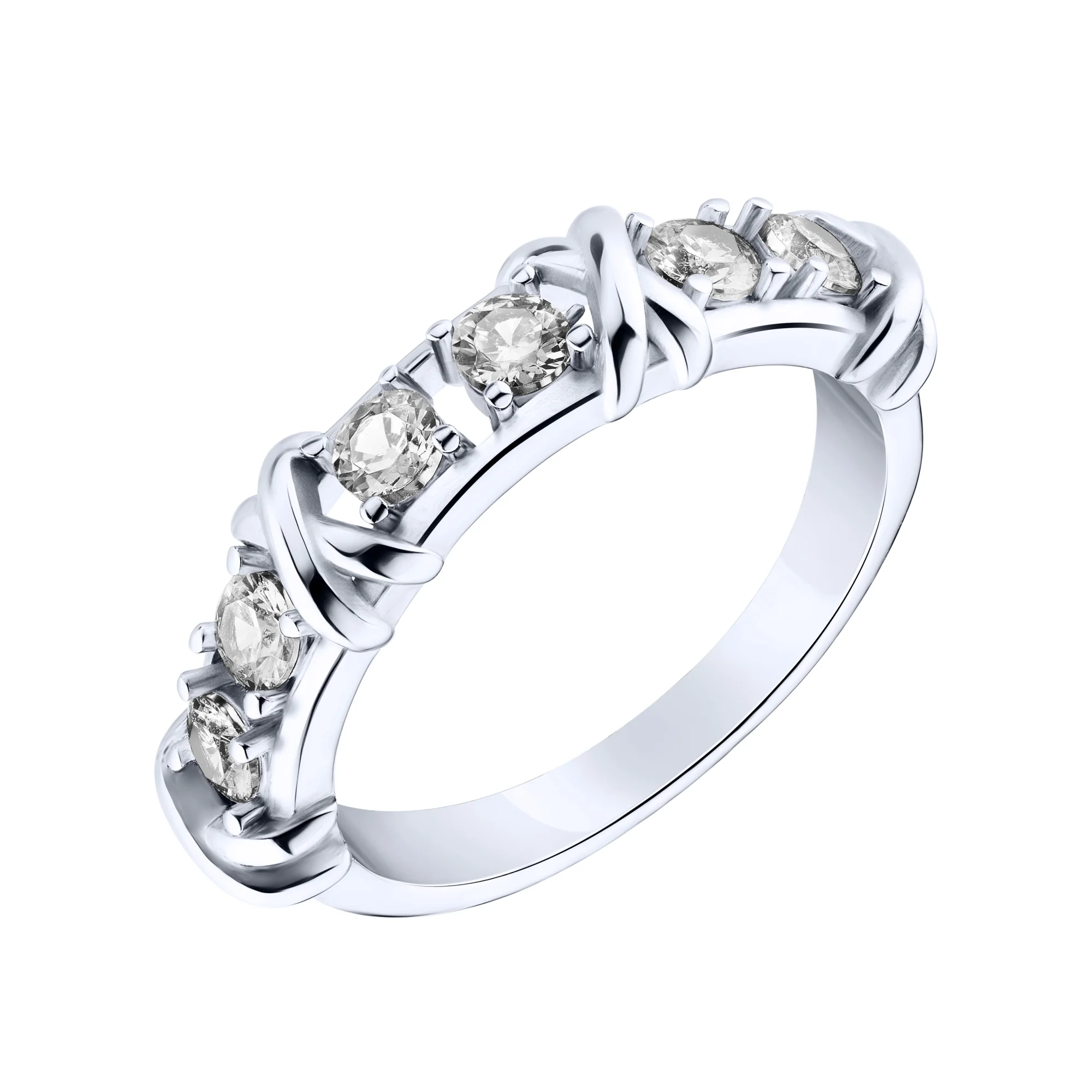 Серебряное кольцо с фианитами - 2225279 - 1