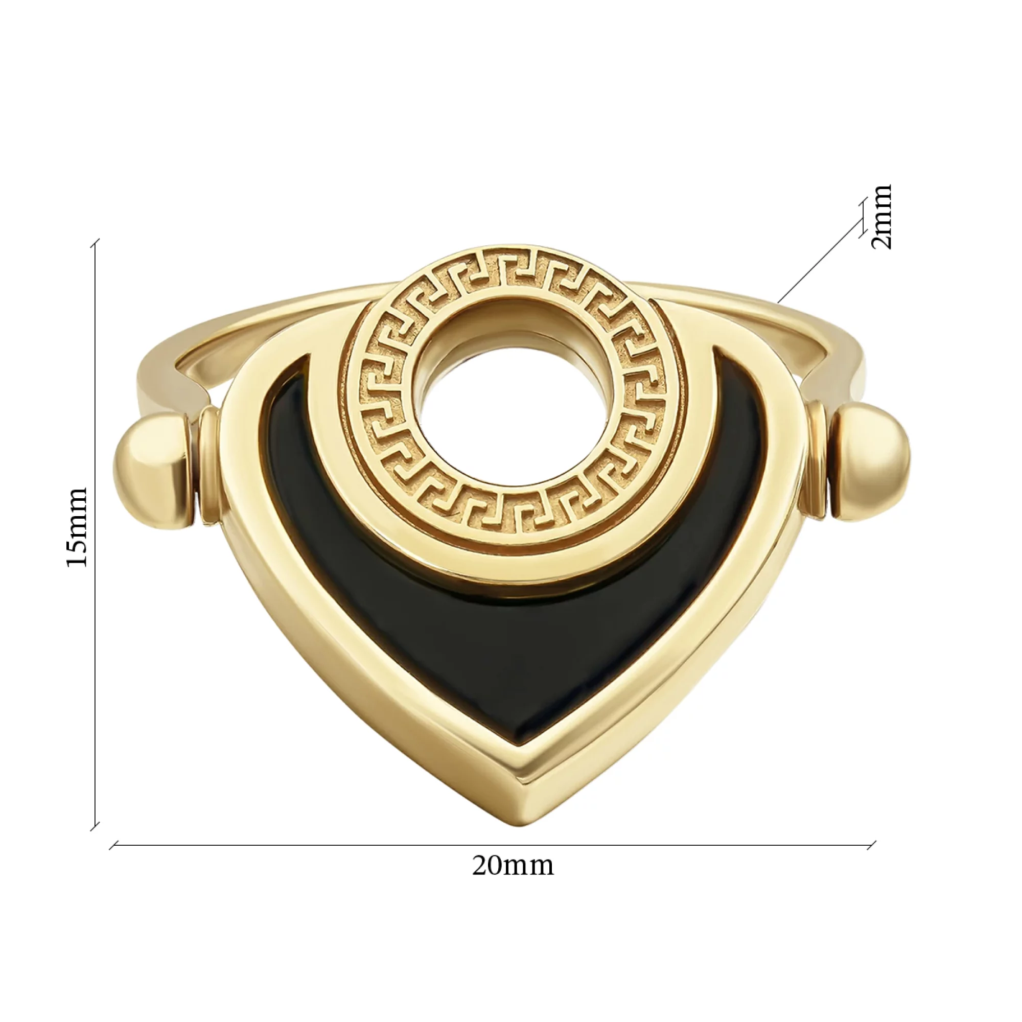 Кольцо золотое двухстороннее с перламутром и ониксом - 648169 – изображение 4