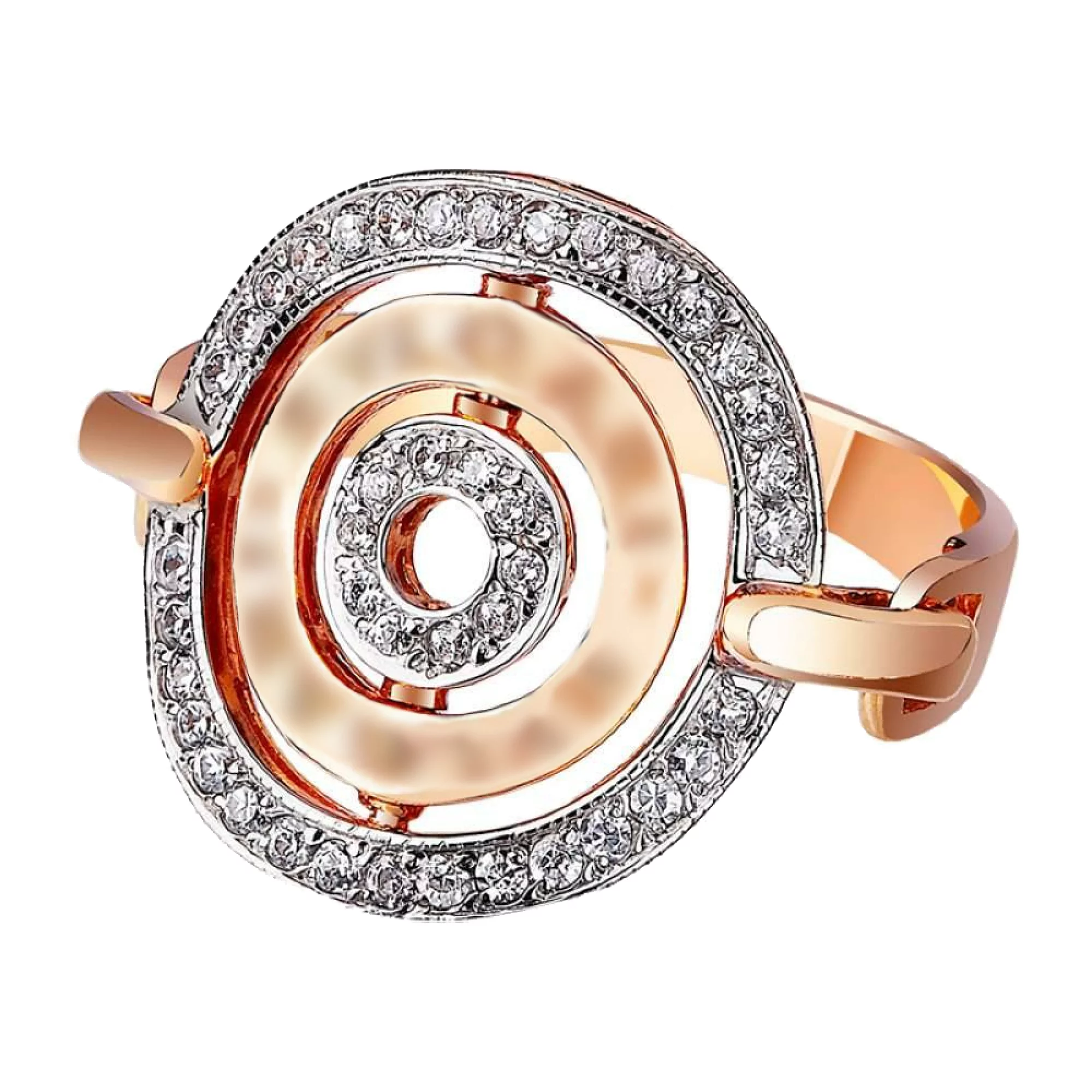 Золотое кольцо с фианитом в стиле "Булгари" - 666653 – изображение 1