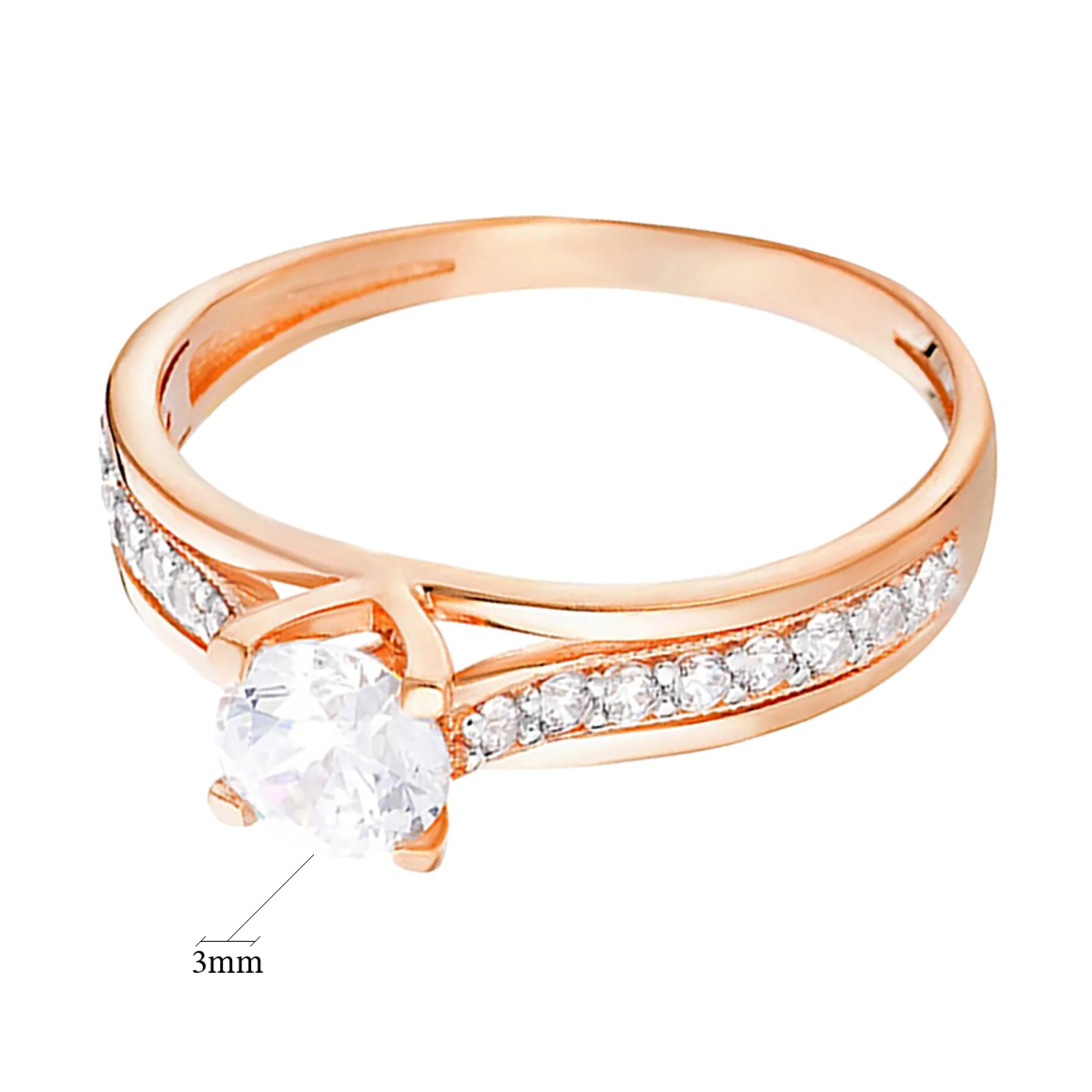Золотое кольцо с фианитом - 569446 – изображение 2