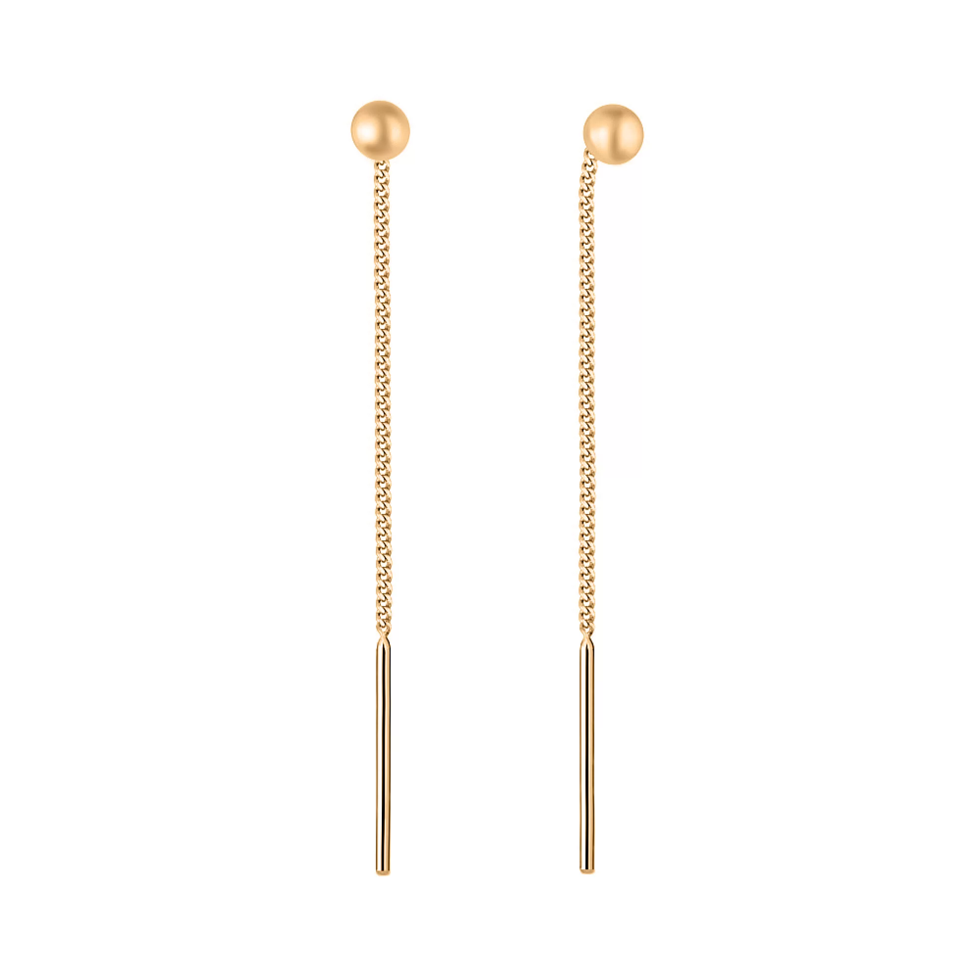 Золоті сережки-протяжки у формі кульок - 1575302 – зображення 1