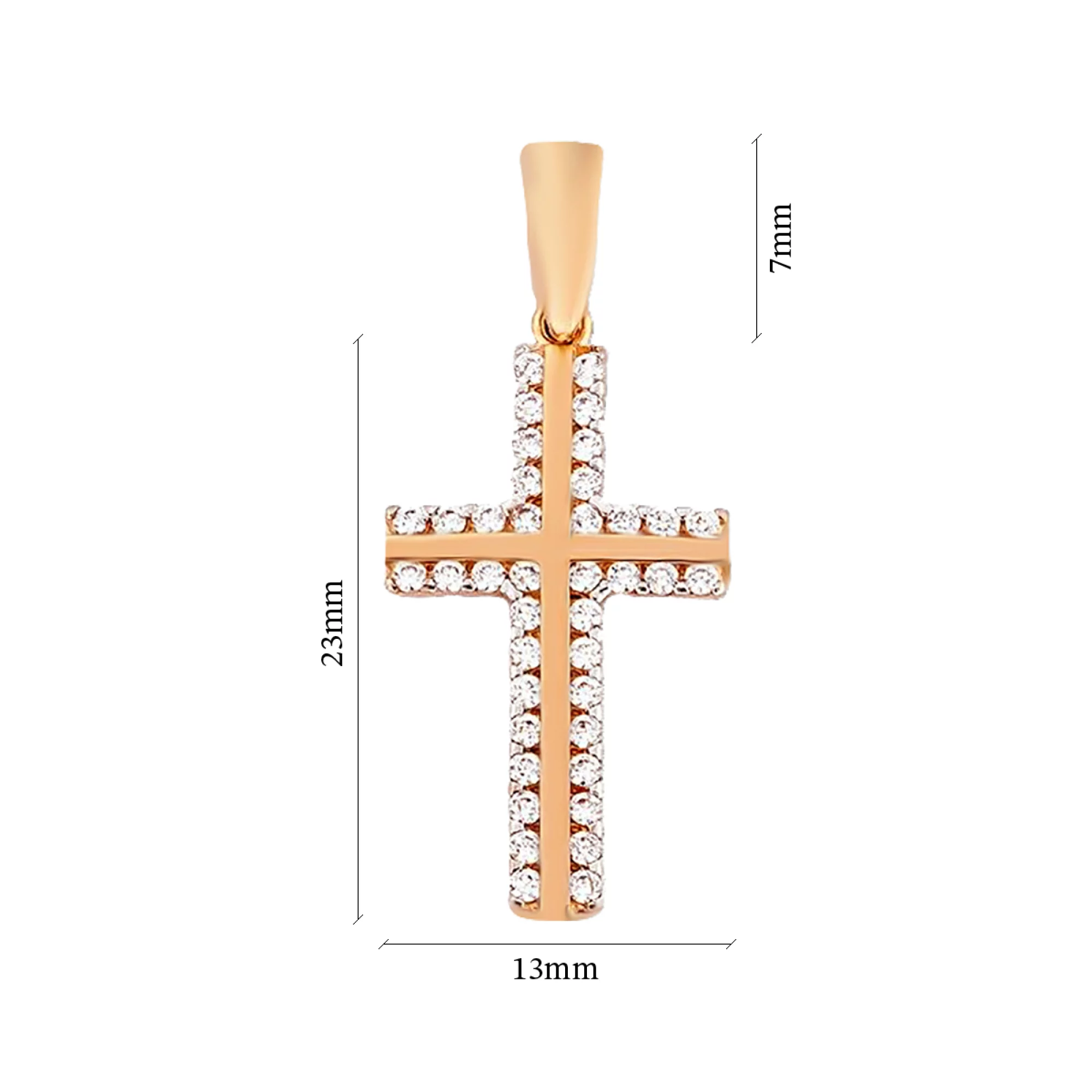 Золотой крестик с фианитами - 1408026 – изображение 2
