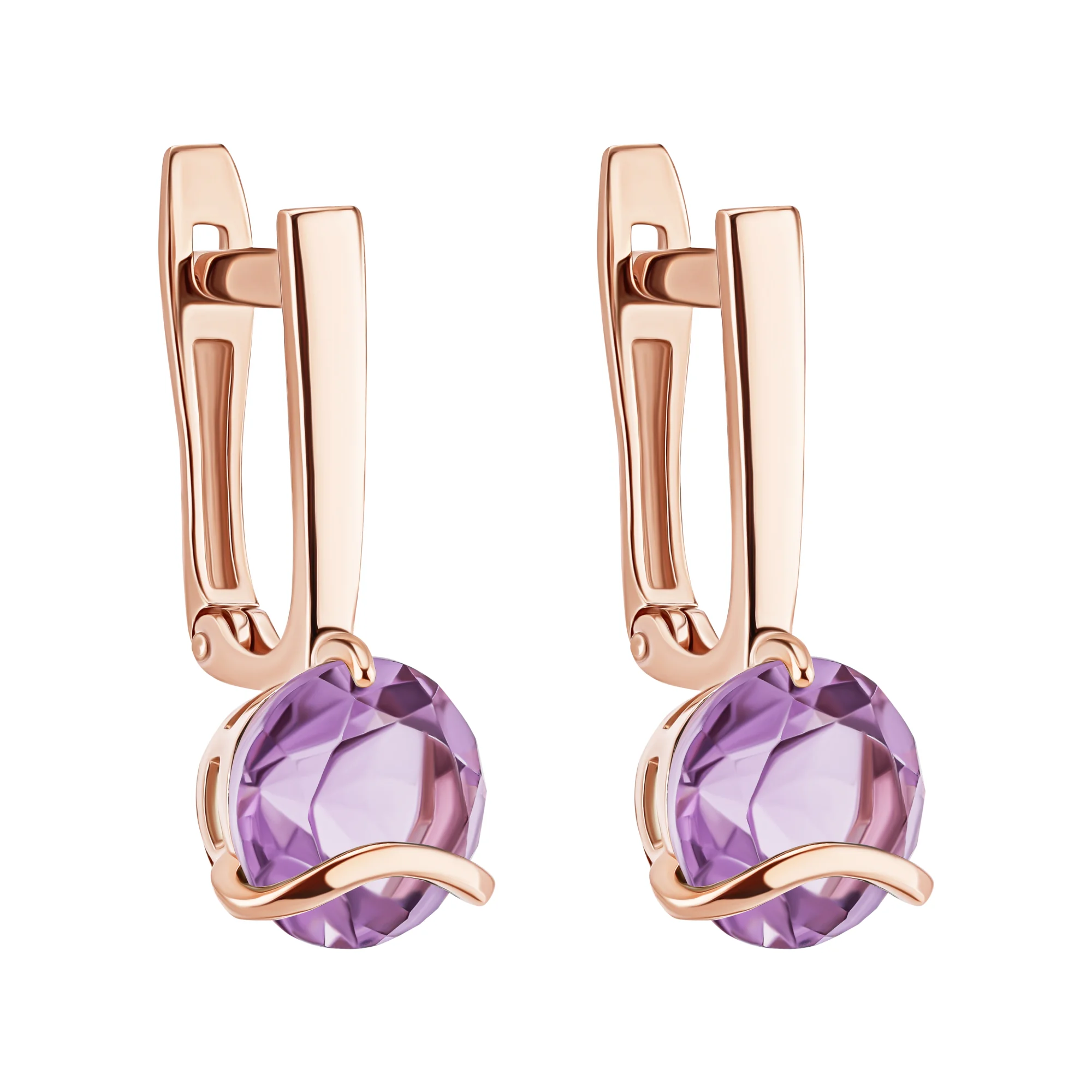 Серьги из красного золота с аметистом - 2055383 - 1