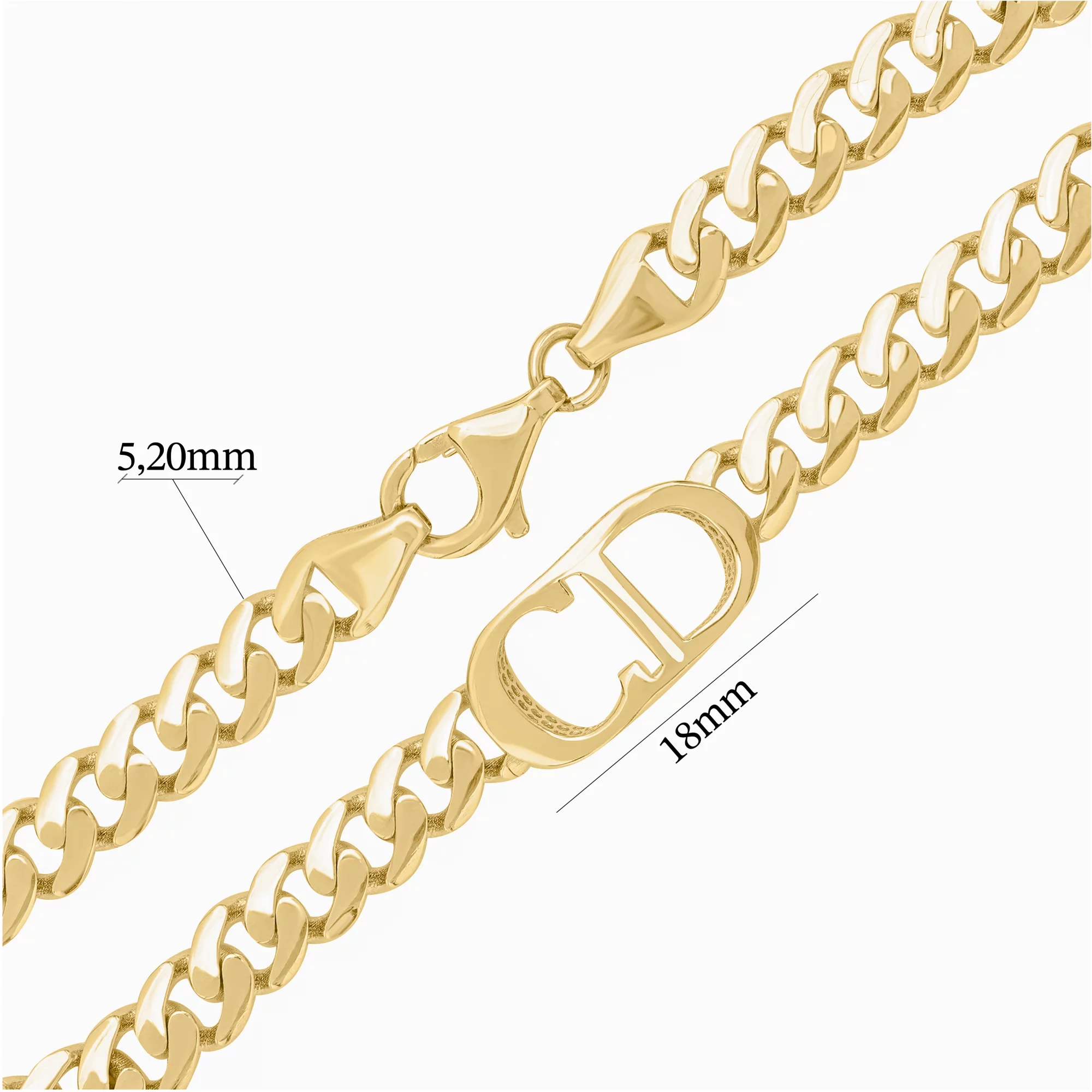 Браслет "CD" в желтом золоте панцирное плетение - 1649843 – изображение 3