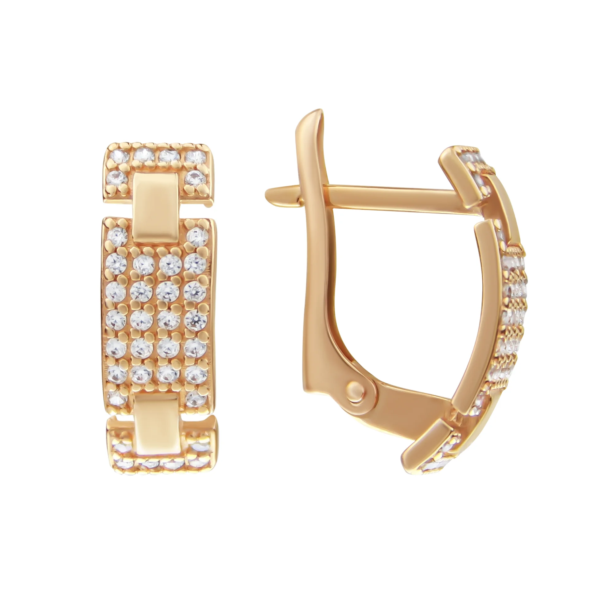 Серьги из красного золота с фианитами - 409572 - 1